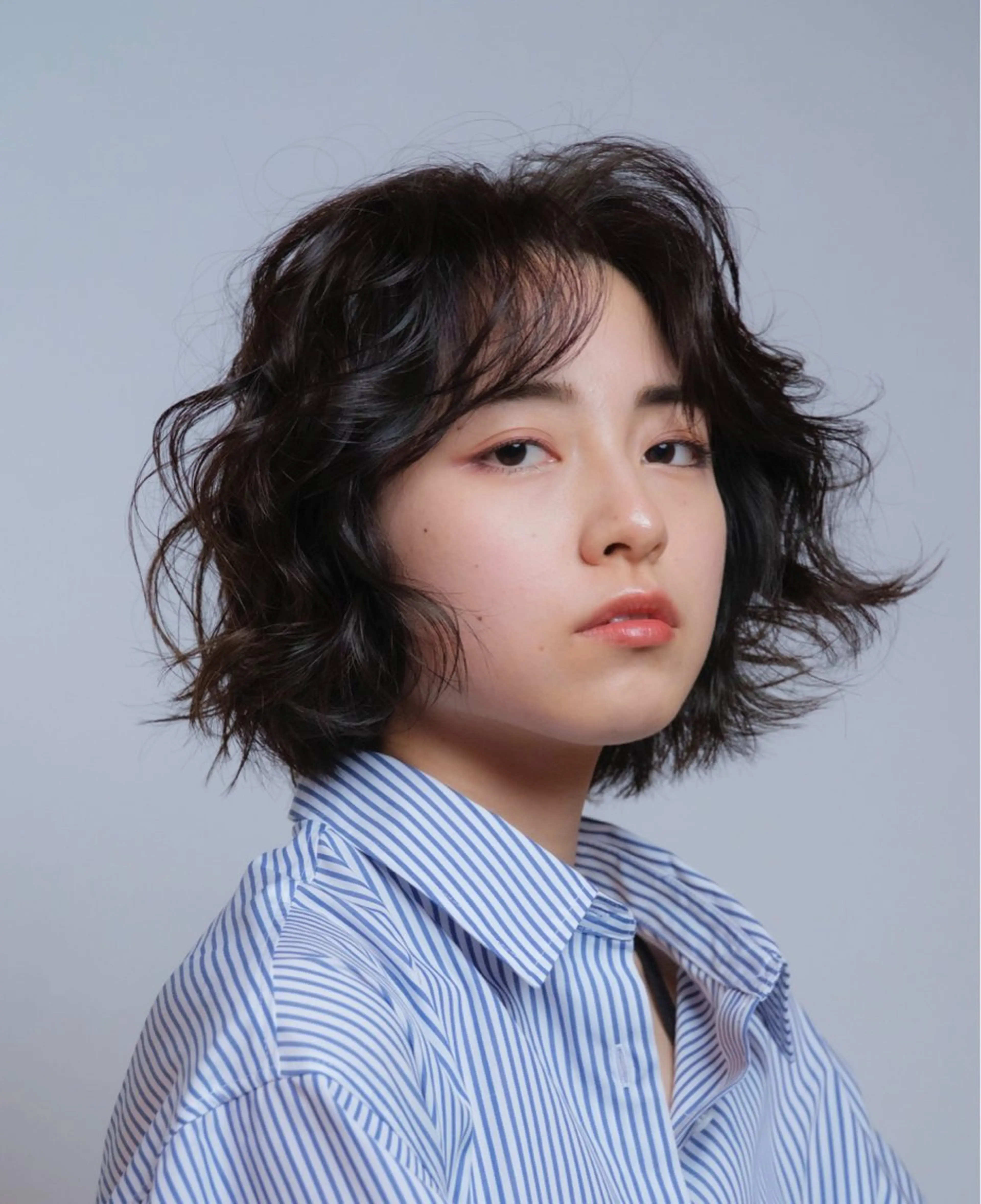 ミディアム パーマ ボブ　くせ毛風パーマ 艶カラー/横山大樹のヘアスタイル