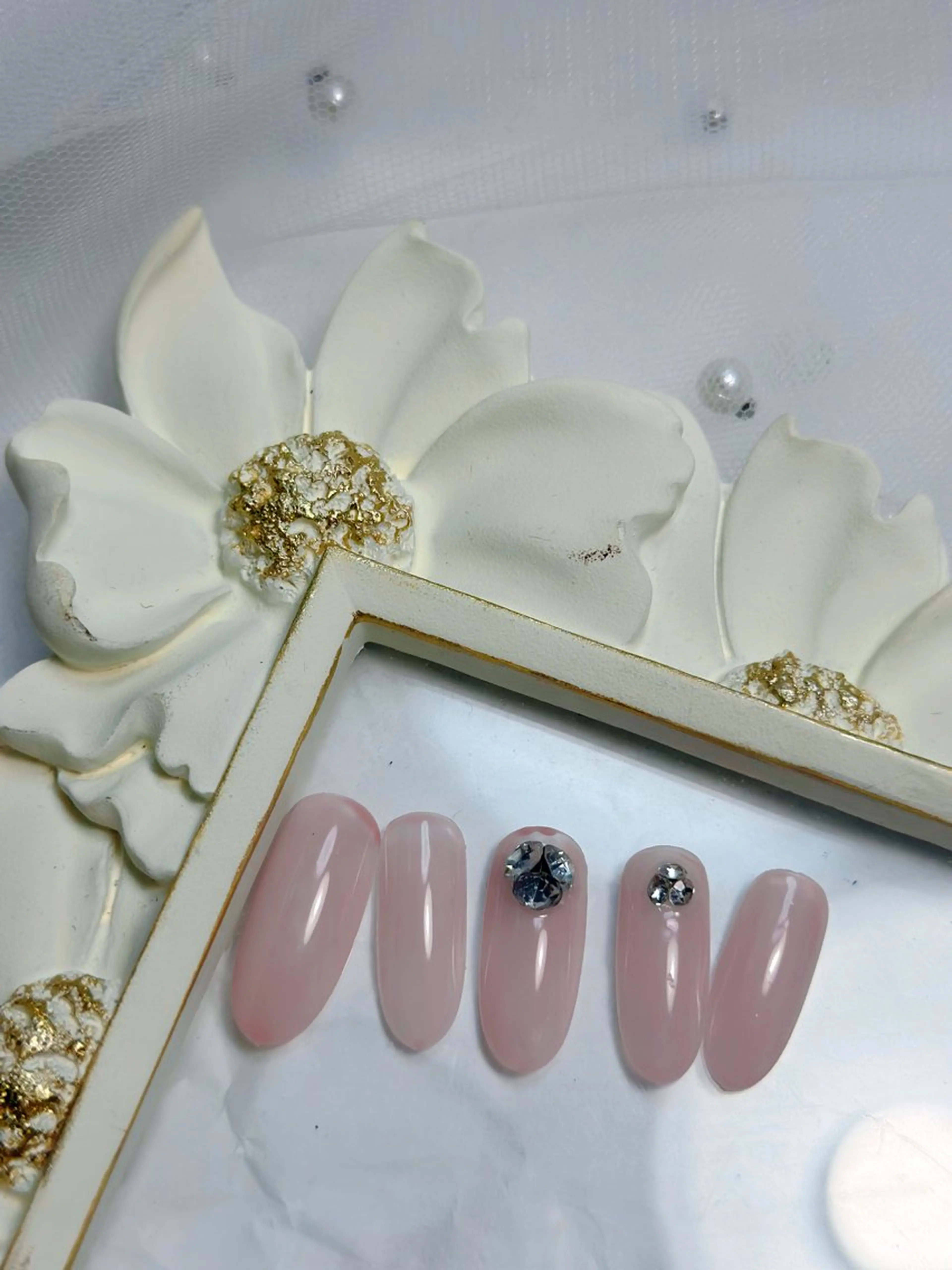 ネイル ブルー チークネイル フレンチネイル ハート マグネットネイル Mnail _KKのネイルデザイン