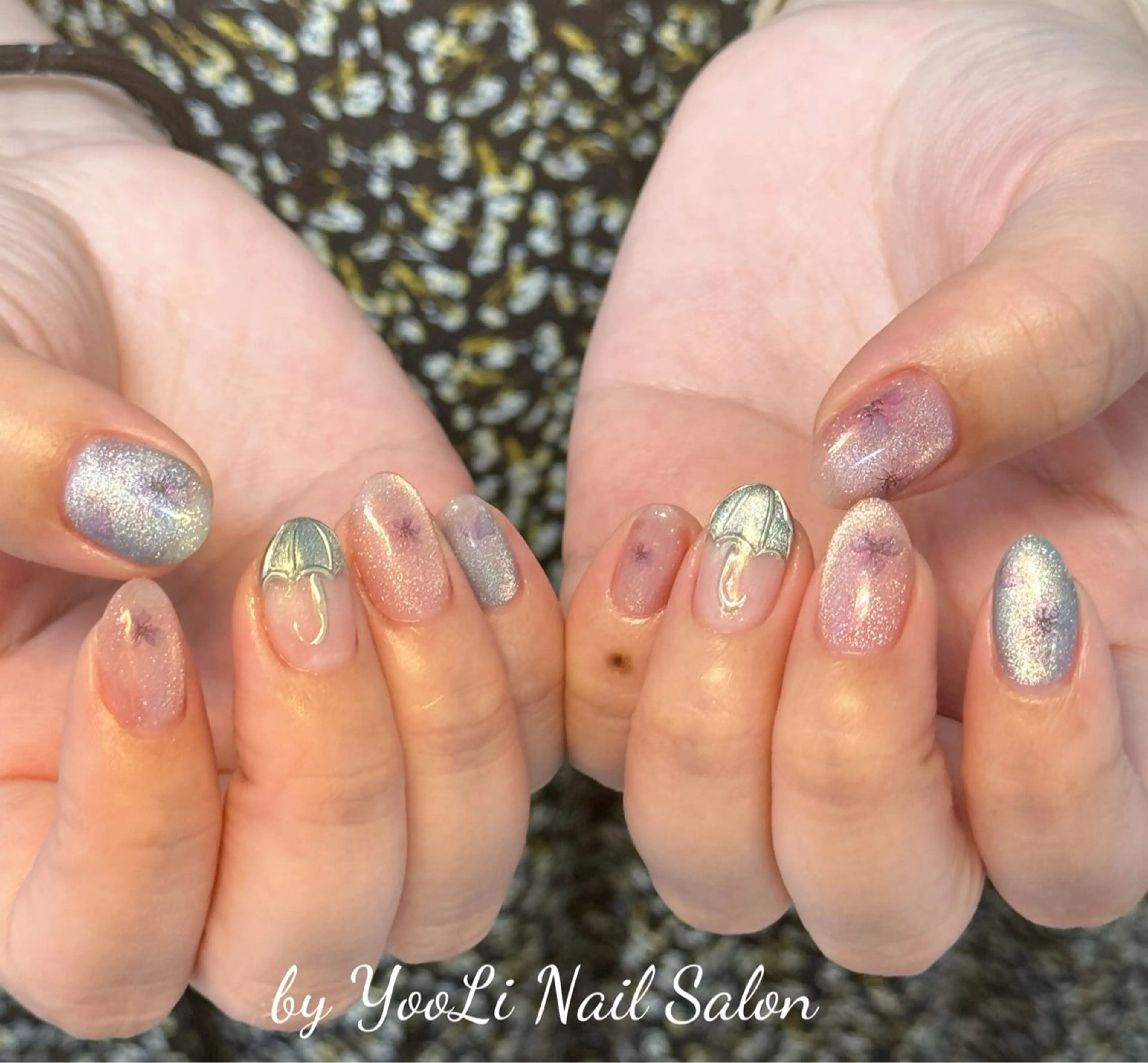 ネイル アートネイル オーロラネイル チークネイル フレンチネイル ガラスフレンチ ハンドネイル 🎀🎀YooLi Nail Salonのネイルデザイン