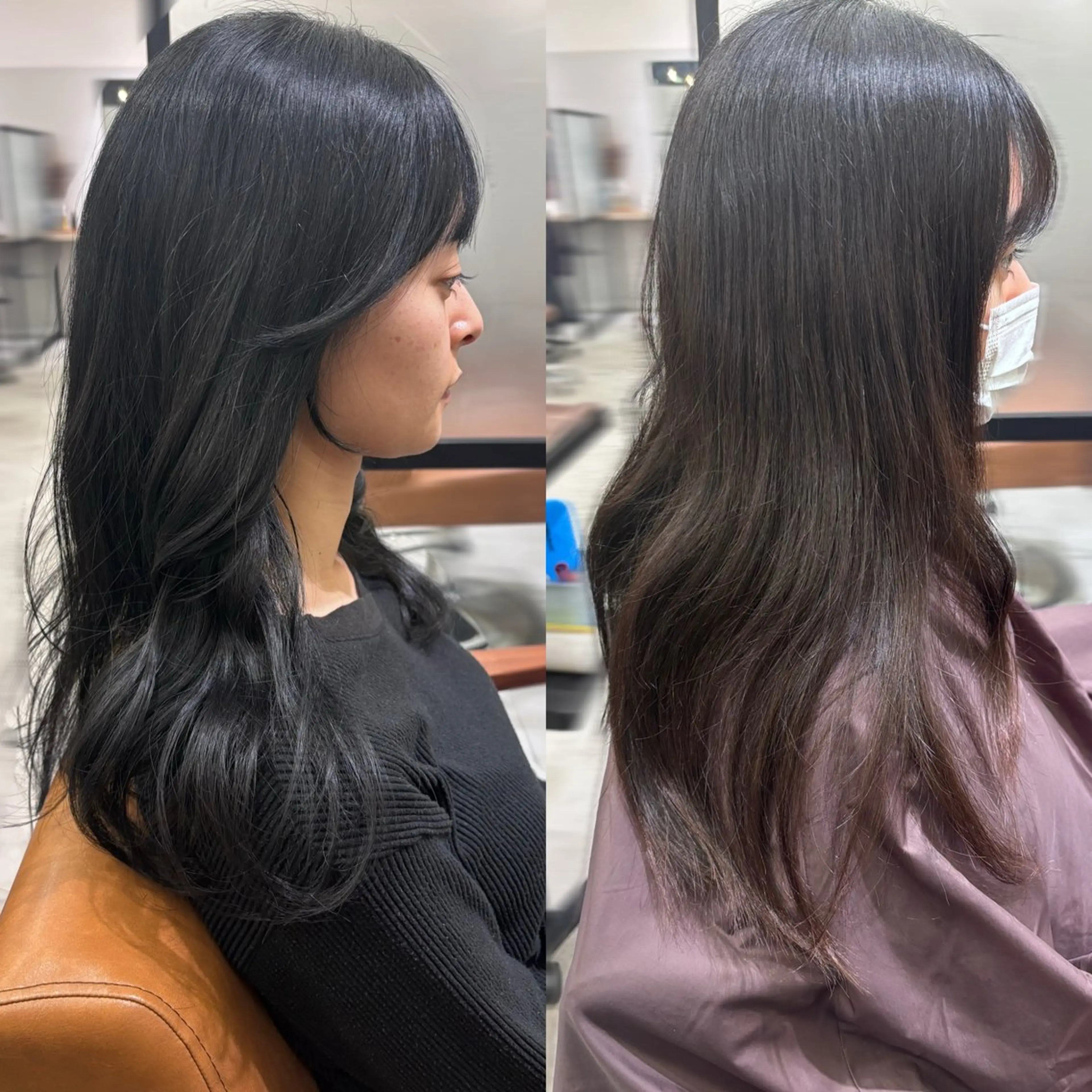 セミロング カラー 黒髪 ブルーカラー ブルーブラック 髪質改善 似合わせカット Zina 梅田所属・盛れる顔まわりカット 🩰💕SHIONのヘアスタイル
