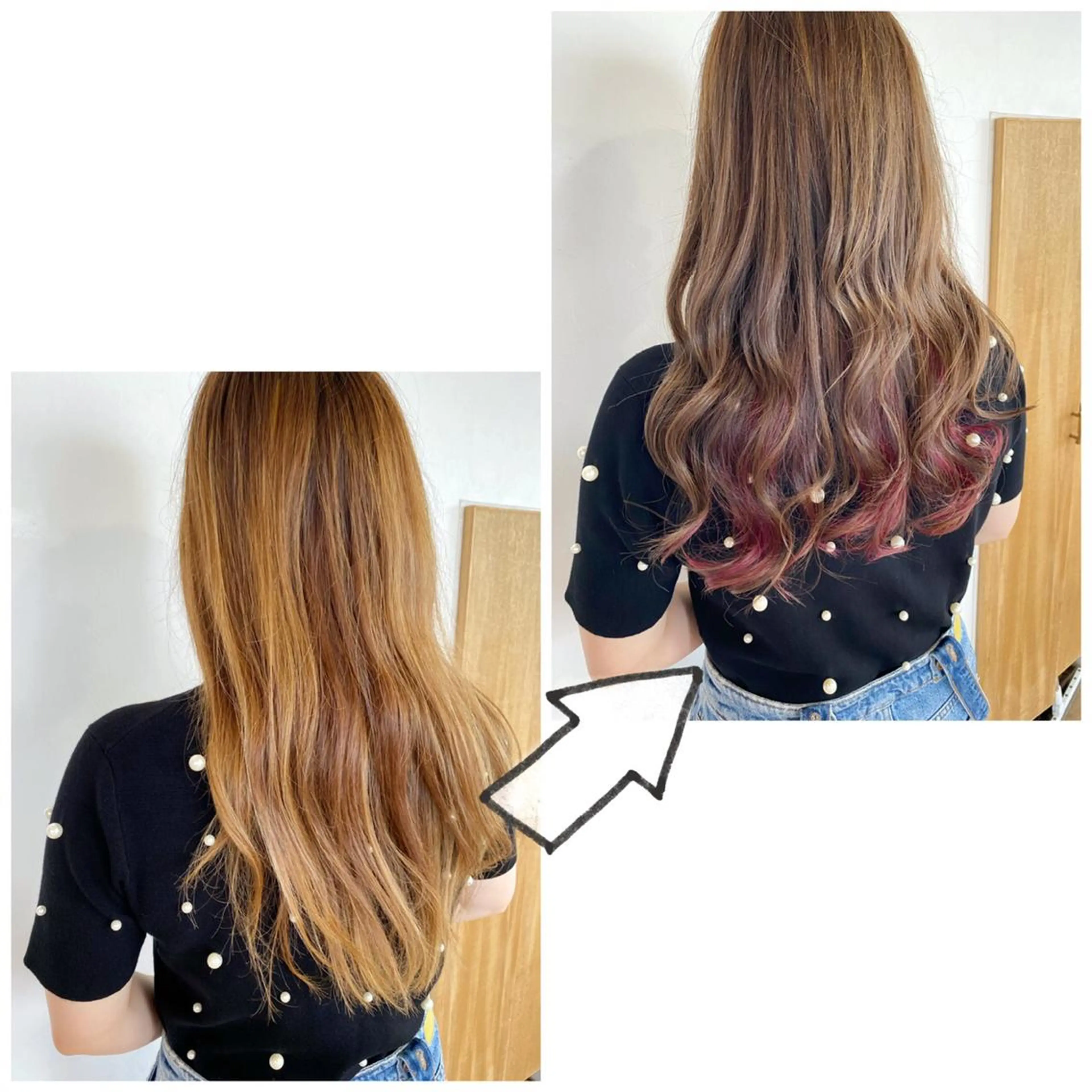 ロング カラー ピンクカラー ヘアカラー 伊藤 かなのヘアスタイル