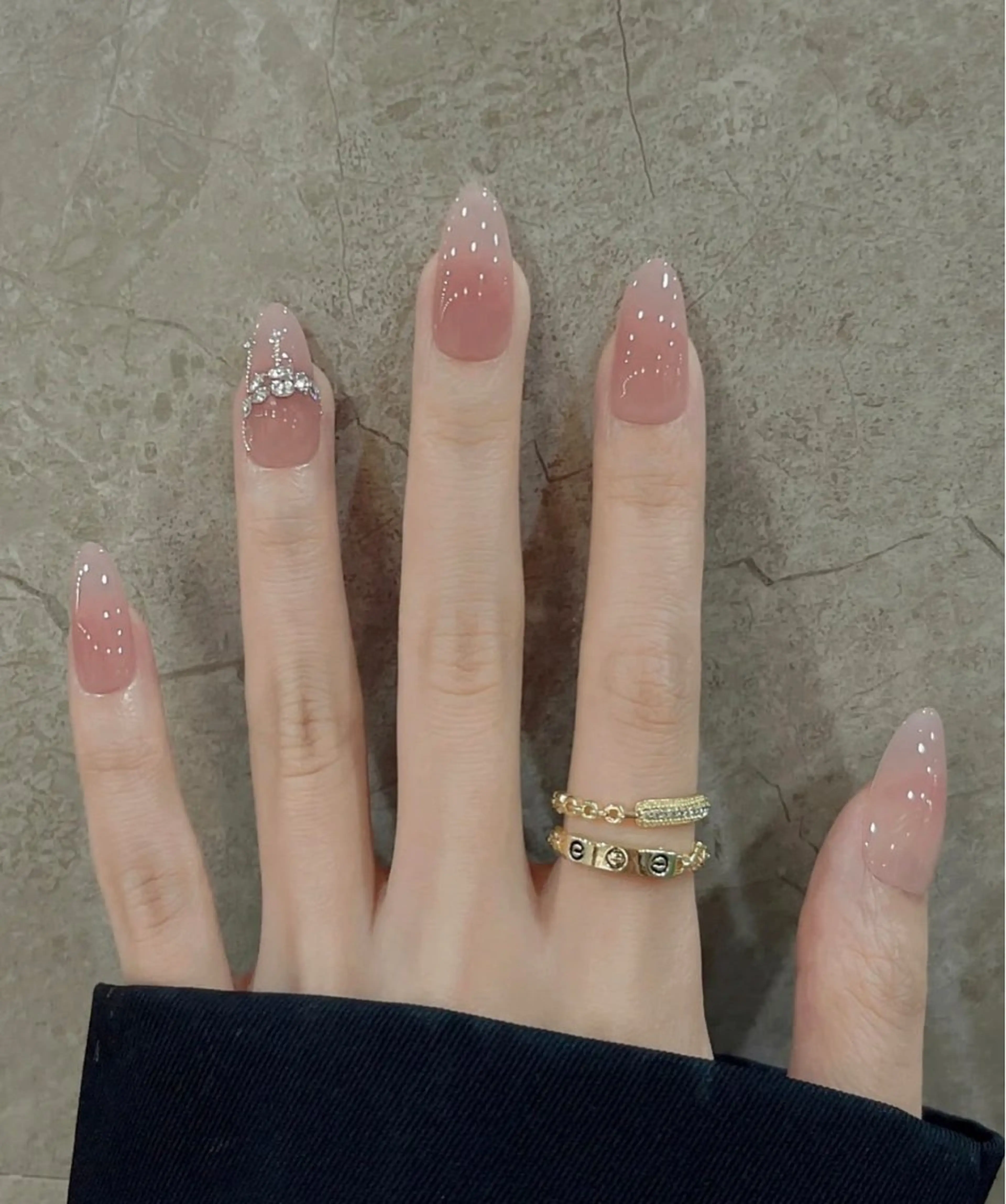 ネイル 長さ出し フレンチネイル グラデーション 卒業式 マグネットネイル MIHANA HIKARIのネイルデザイン