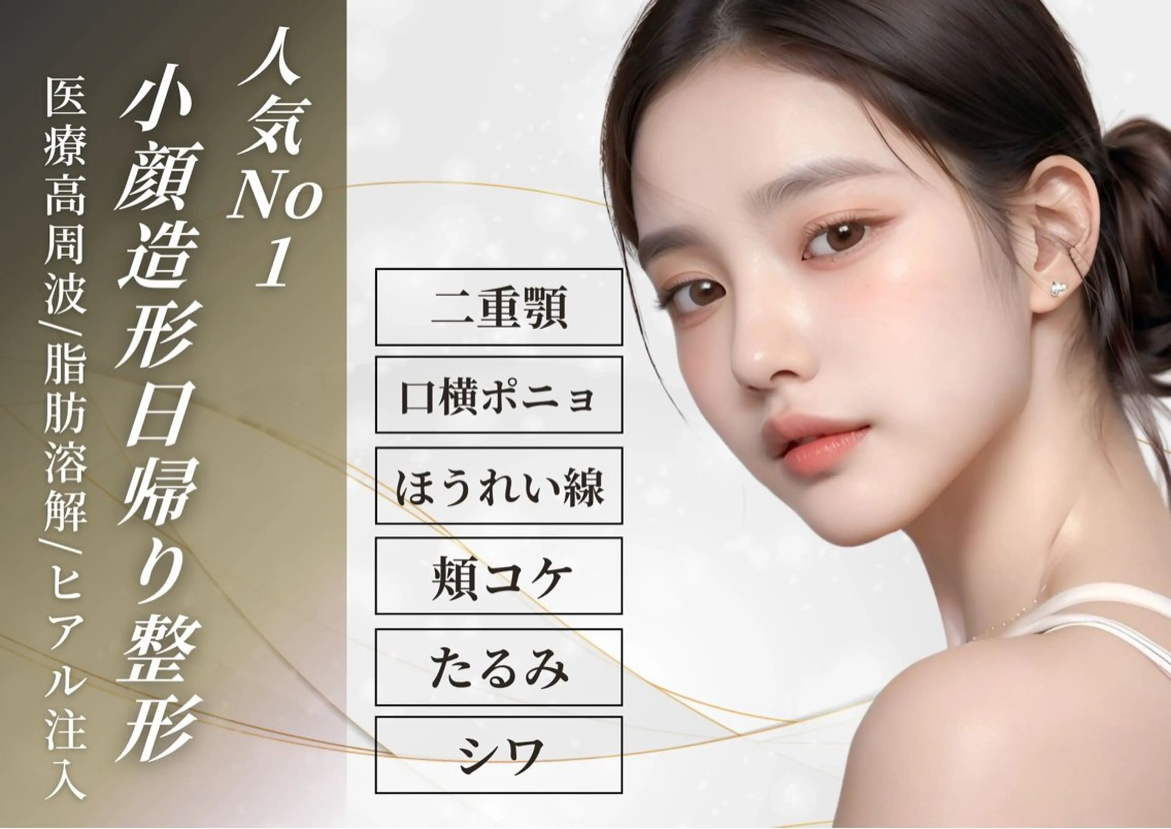 『人気NO1★贅沢8工程』モデル級小顔造形♦︎幹細胞ケア→高周波→切らない脂肪吸引＋注入→巡リフト→水素＋炭酸ガスパックの写真