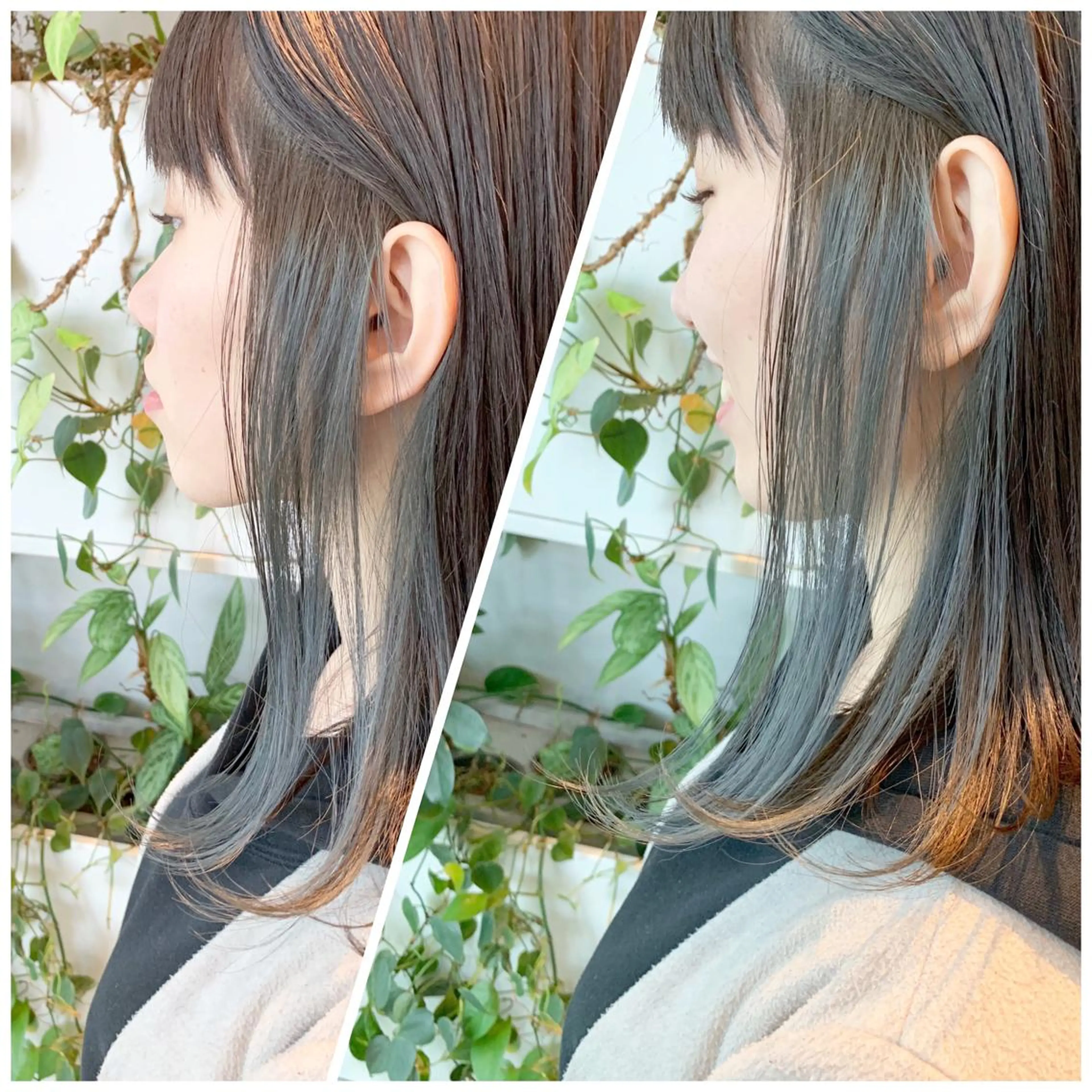 ミディアム カラー ヘアアレンジ アッシュ ミント ヘアカラー トリートメント 東北No.1完全個室 💐梶谷社長のヘアスタイル