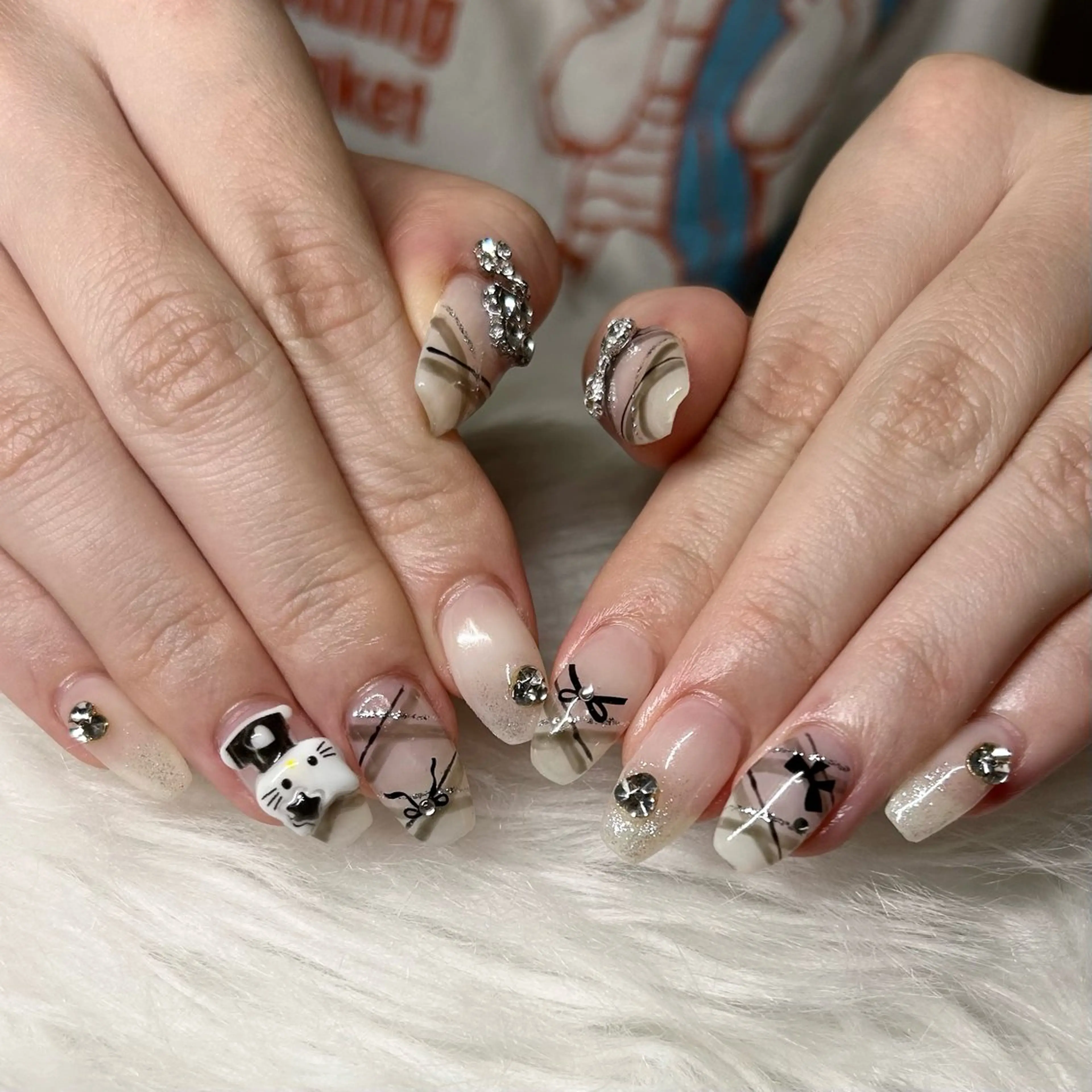 ネイル リボン ハンドネイル 天野 希綾のネイルデザイン