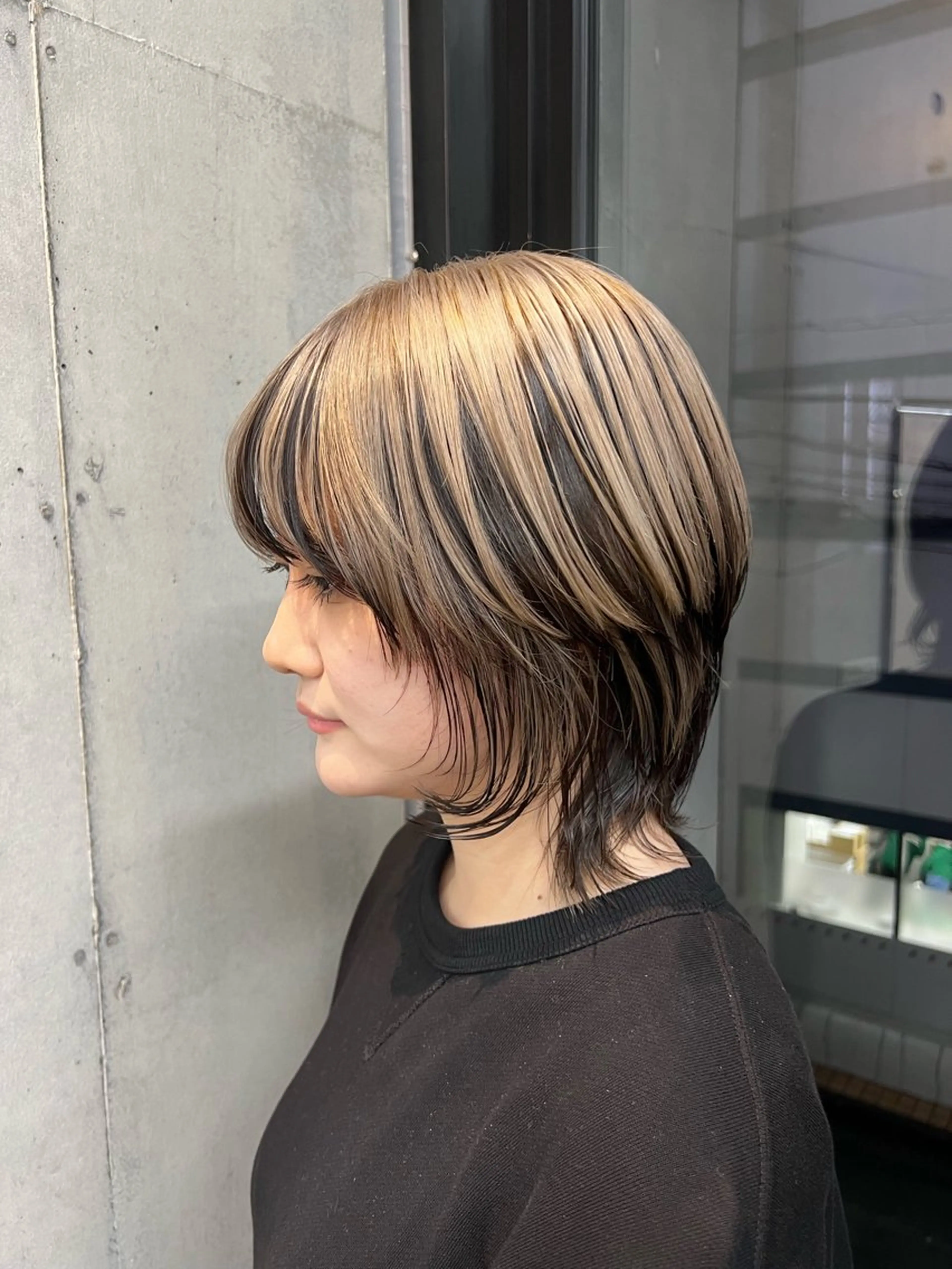 ミディアム カラー カコ/レイヤーカット ヘアアレンジのヘアスタイル