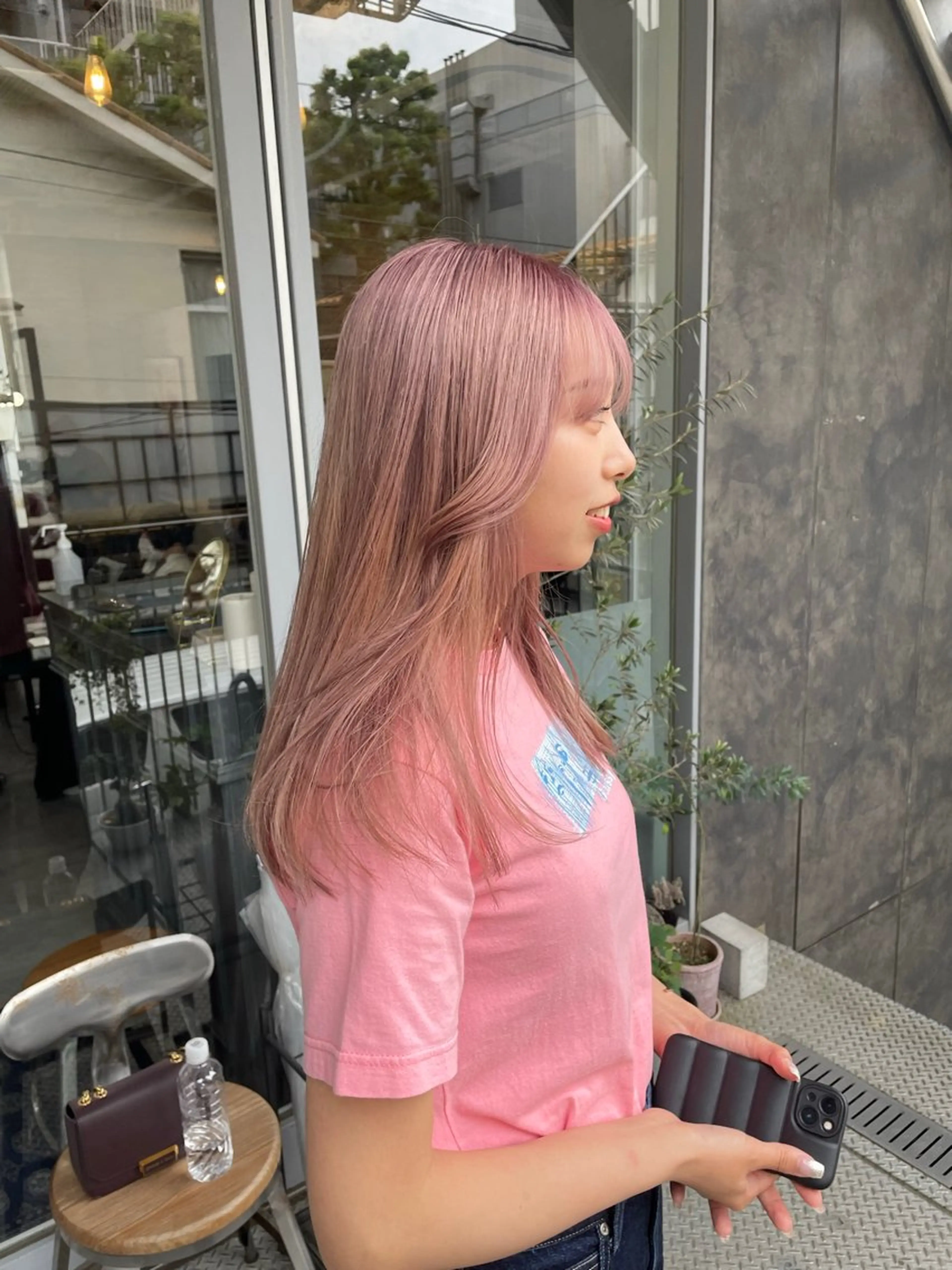 セミロング カラー ヘアアレンジ メンズ ベージュカラー ピンクカラー ピンクベージュ ヘアカラー トリートメント ヘアセット 💐大人可愛く Kroda💐のヘアスタイル