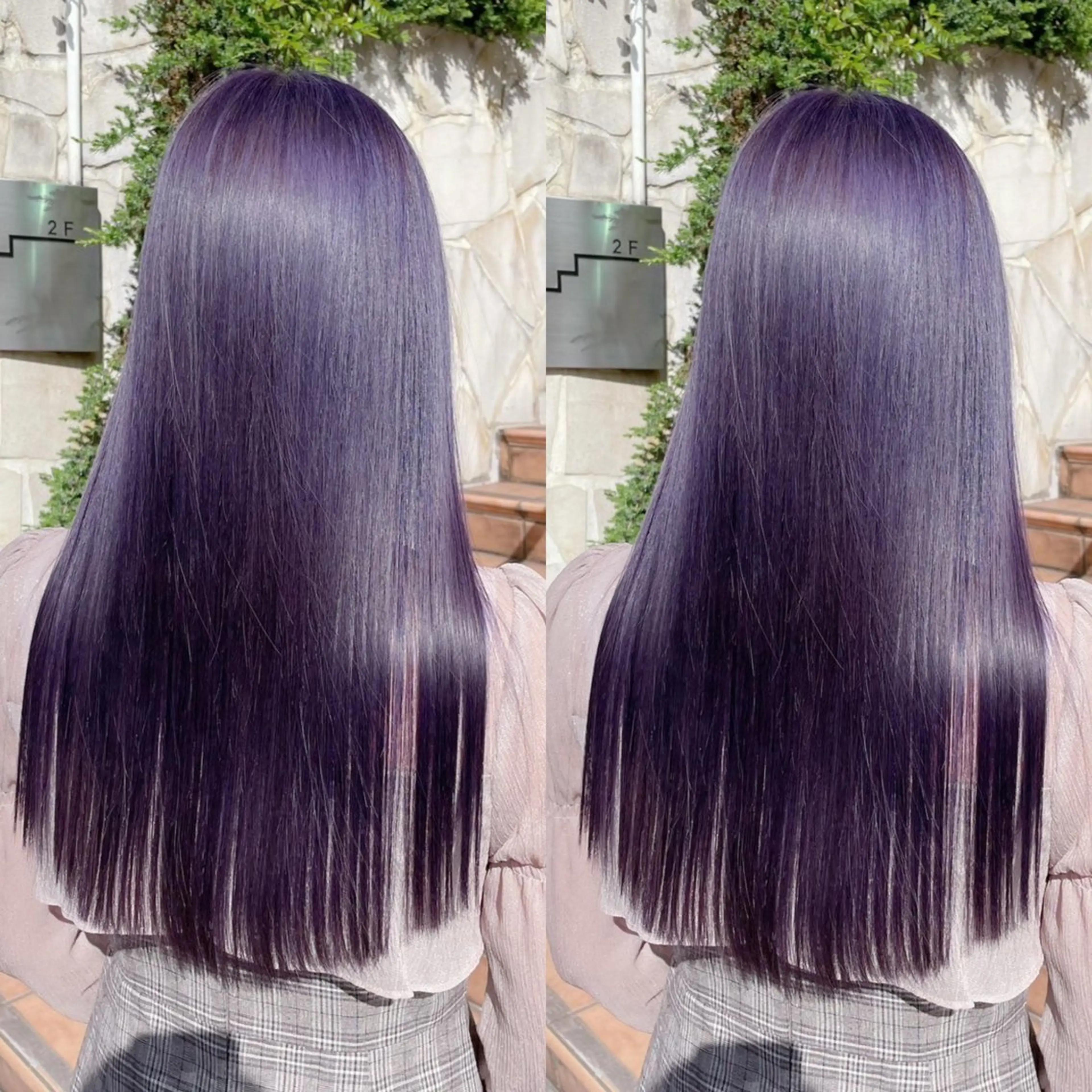 ロング カラー バイオレットカラー ヘアカラー トリートメント ヘアセット ブリーチ無し透明感 カラー🦕まどかのヘアスタイル