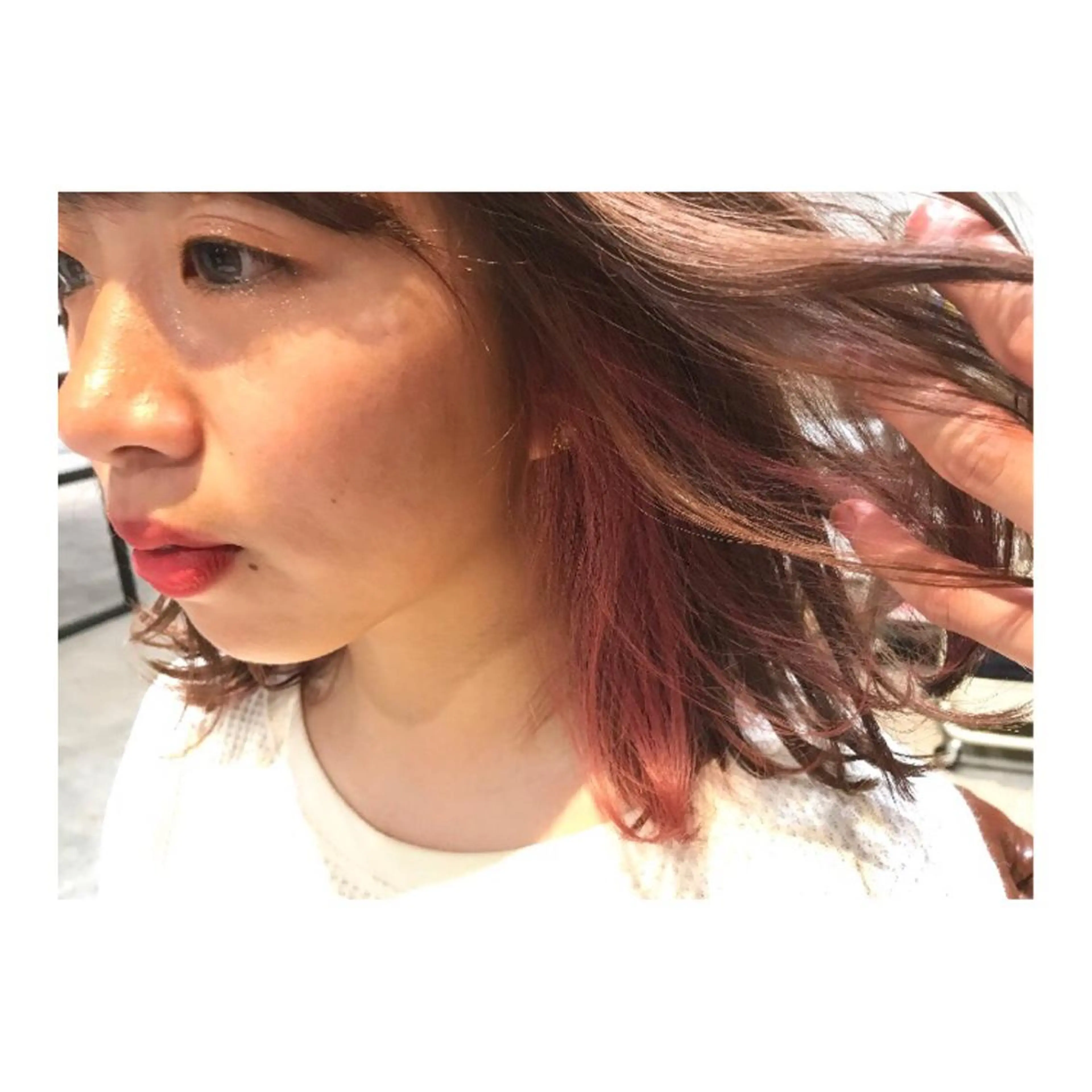 ミディアム カラー ブリーチ ピンクカラー 竹嶌 健吾のヘアスタイル