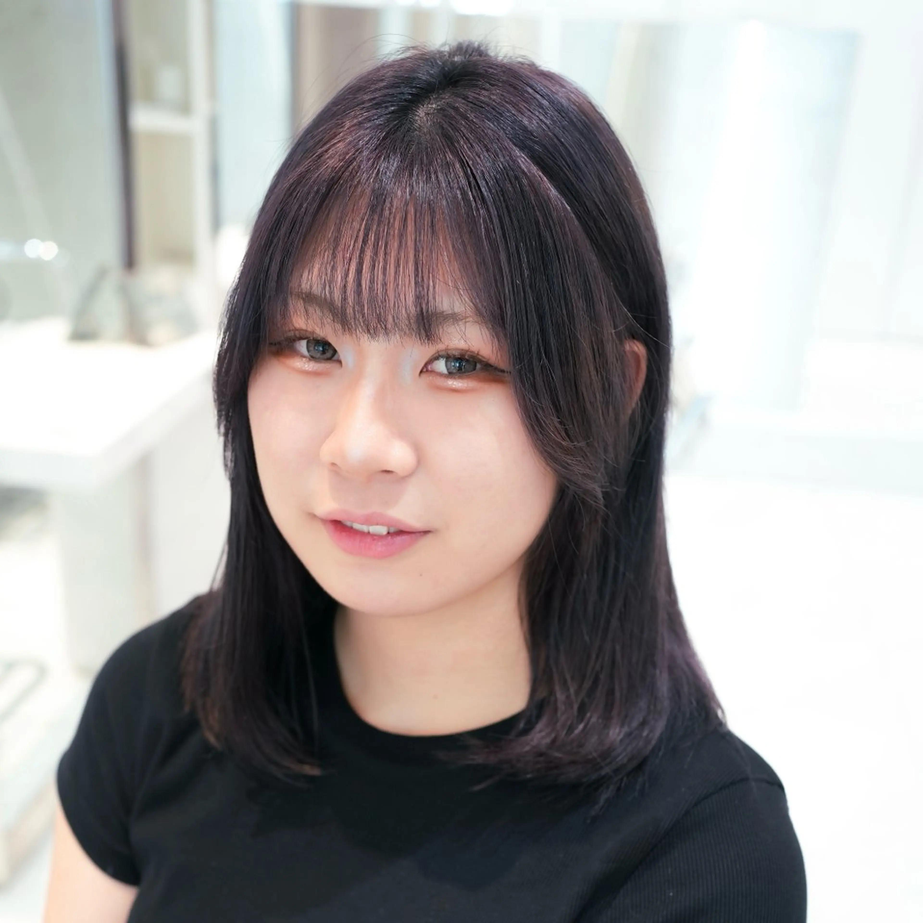 セミロング パープルカラー カット ヘアカラー ボブ/透明感カラー 増田さくらのヘアスタイル