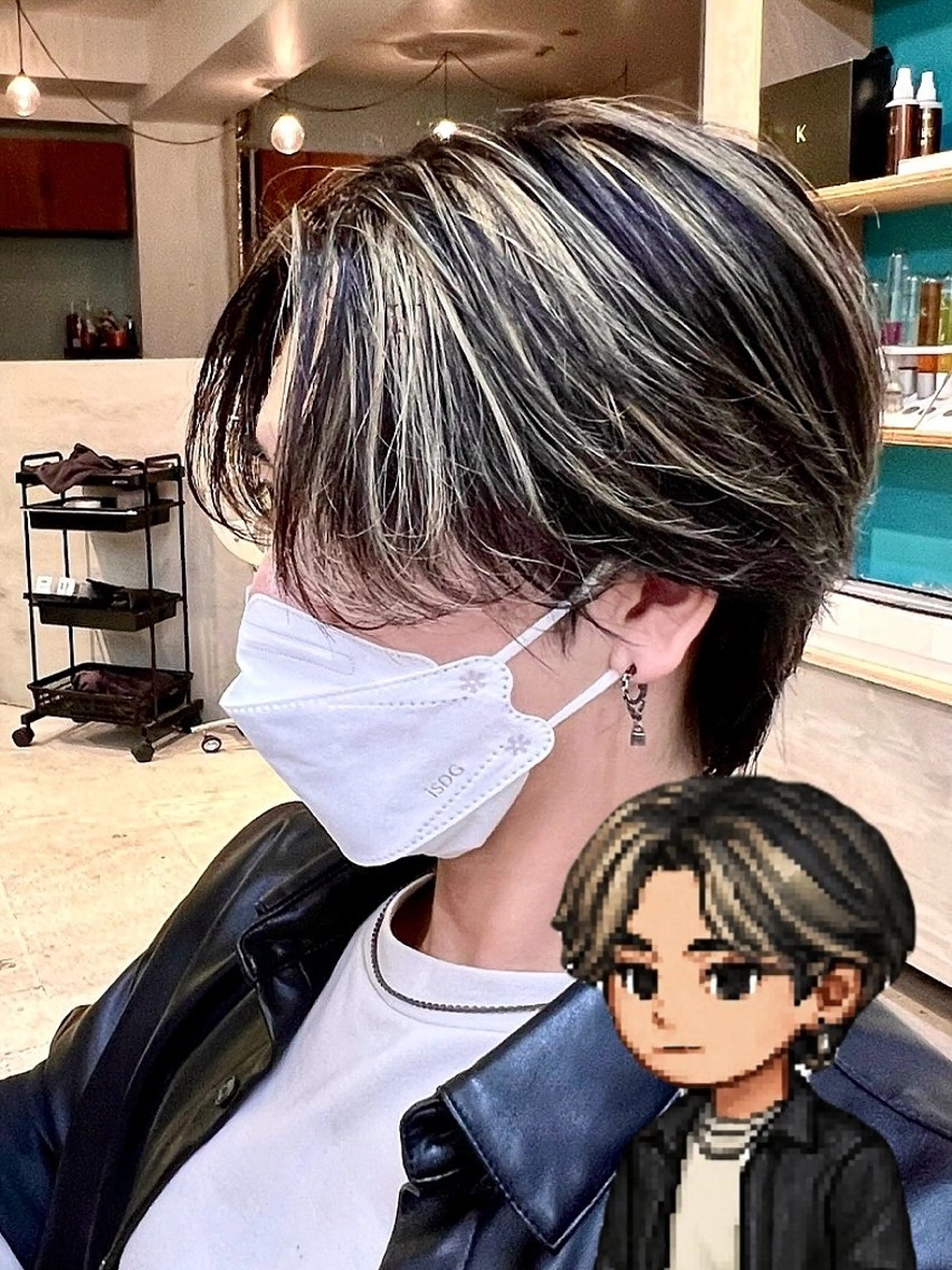 ショート カラー メンズ メンズハイライト ハイライトカラー ハイライト カット ヘアカラー バレイヤージュ/ シャドウルーツ/安室のヘアスタイル