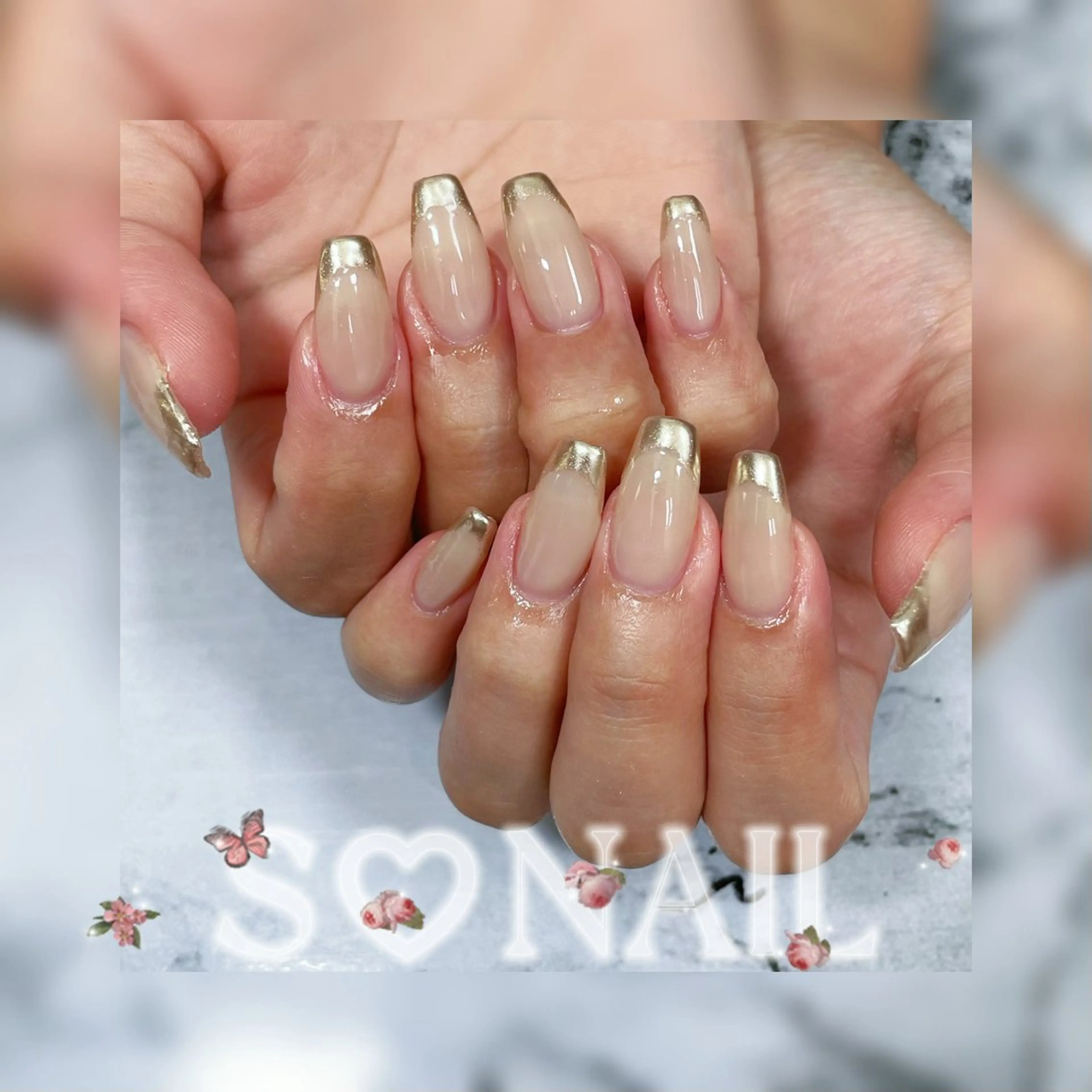 ネイル フレンチネイル ミラーネイル 持ち込み ハンドネイル S♡NAIL所属・S.NAIL Suuのネイルデザイン