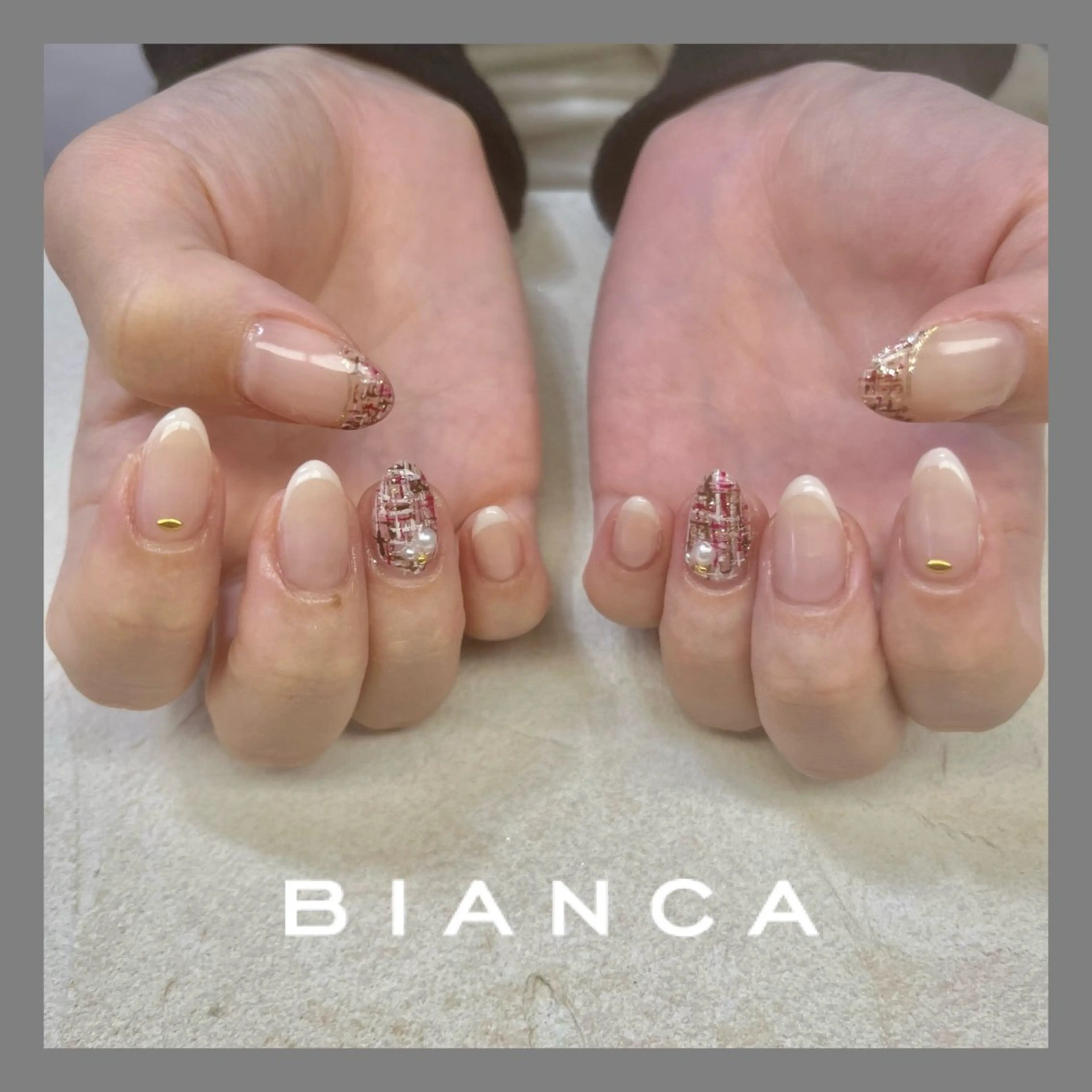 ネイル ツイードネイル ハンドネイル bianca TORII🌞のネイルデザイン