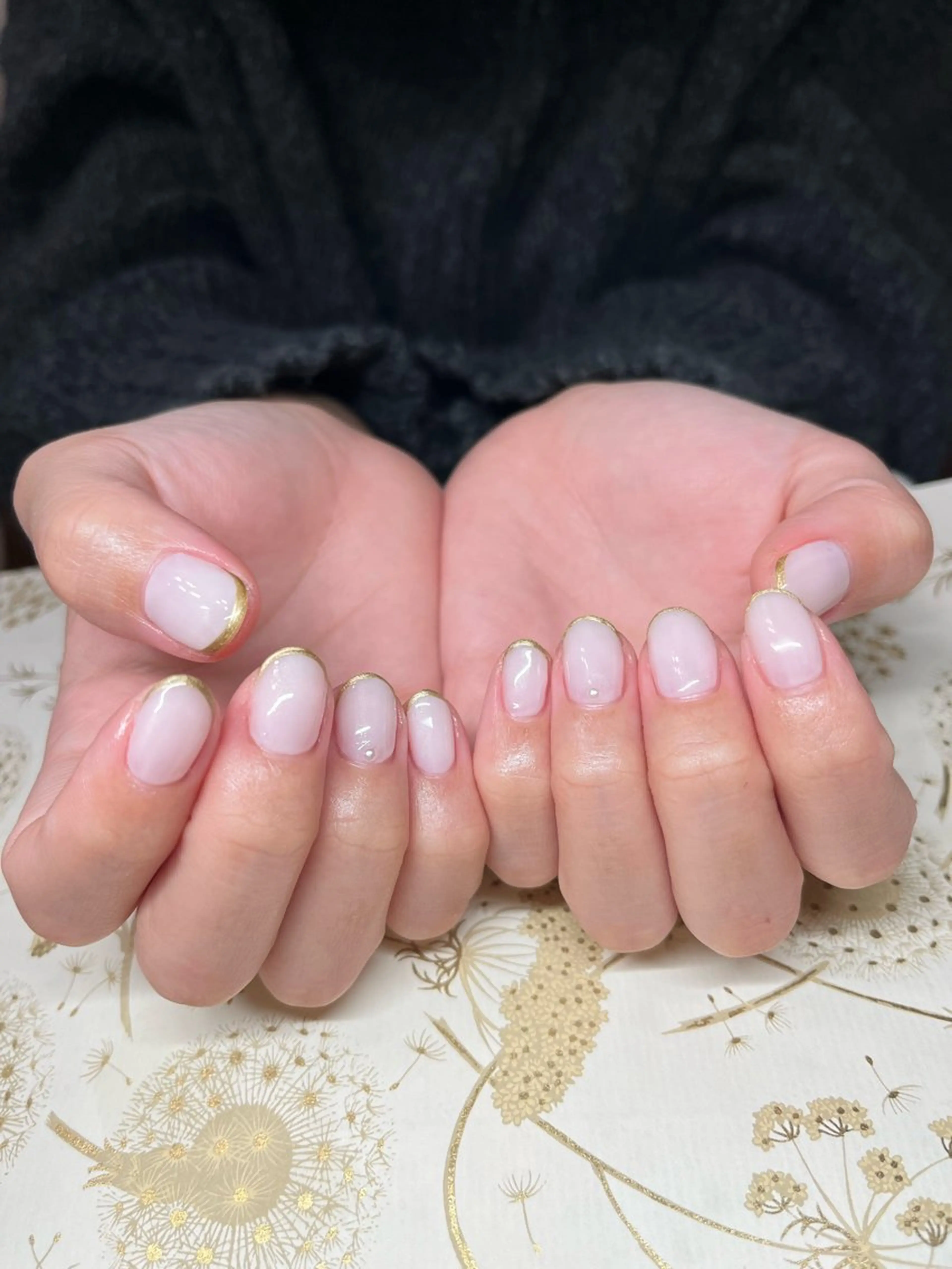 ネイル フレンチネイル ゴールド オフィスネイル シンプルネイル ハンドネイル miel nailのネイルデザイン