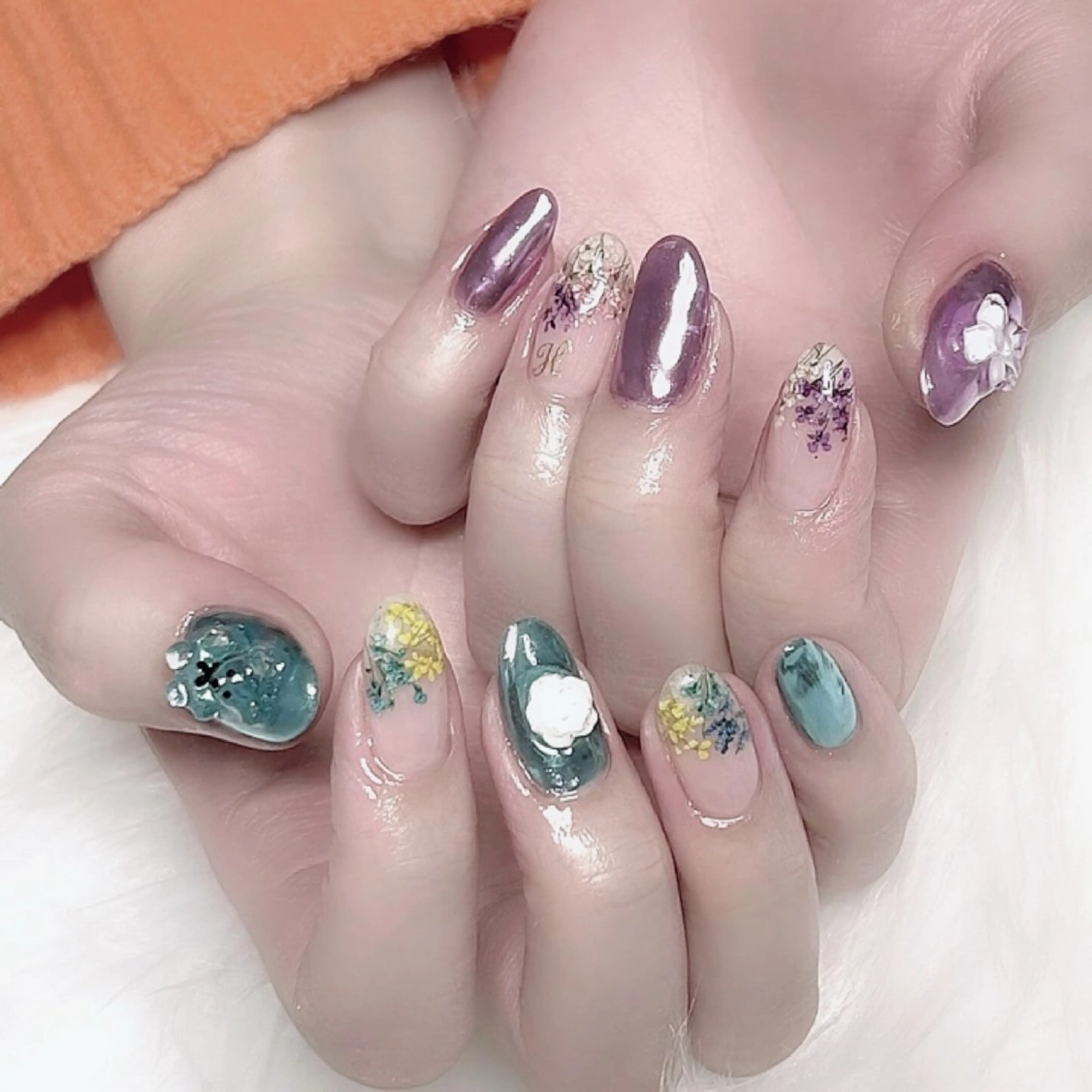 ネイル アートネイル フラワーネイル ジェルネイル ミラーネイル 🎀池袋heart nail🎀のネイルデザイン