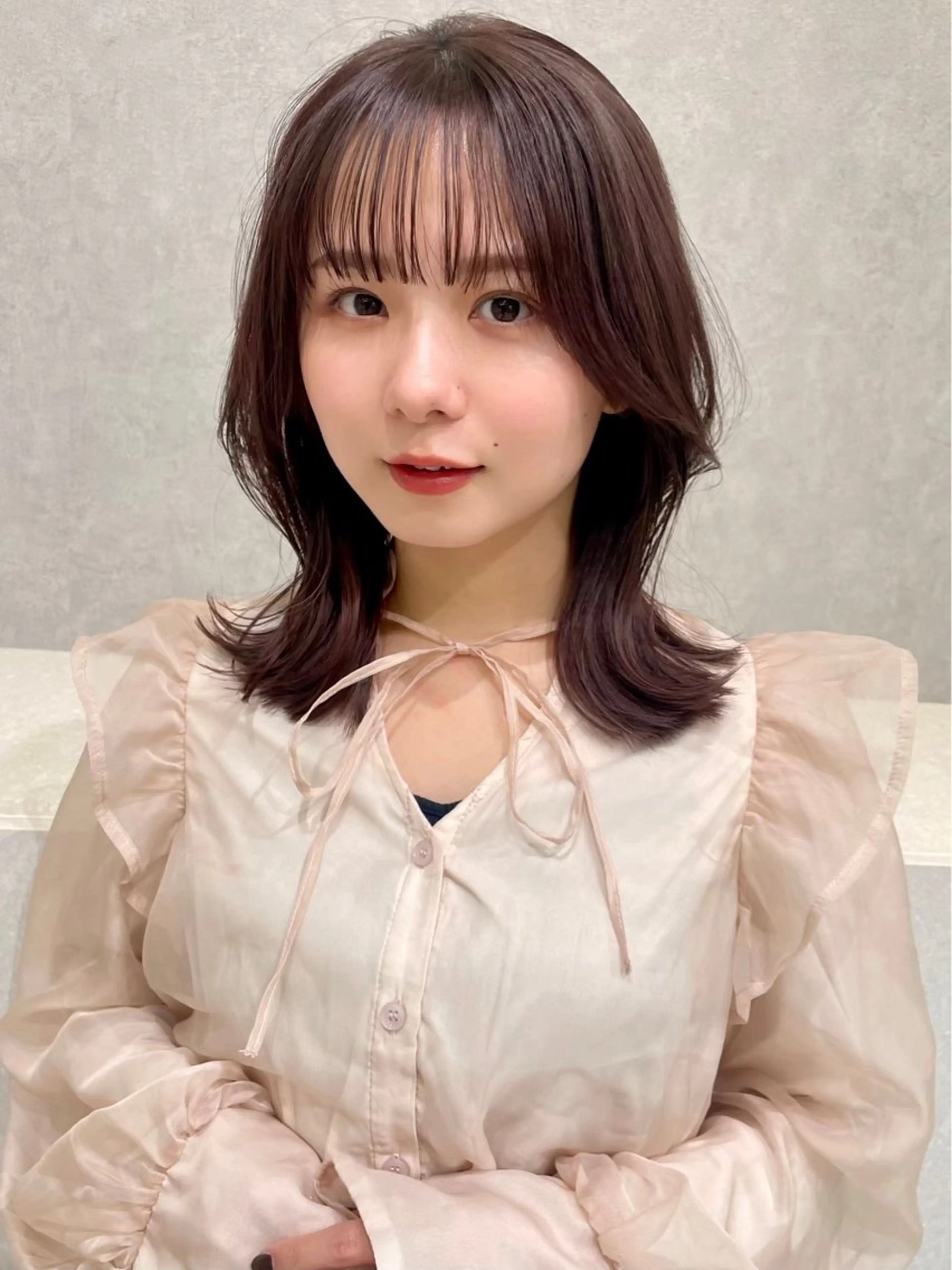 セミロング カラー ヘアアレンジ 顔周りカット 韓国風ヘア レイヤーカット 小顔カット カット ヘアカラー ✨韓国レイヤー/ 透明感カラー✨冨永剛のヘアスタイル