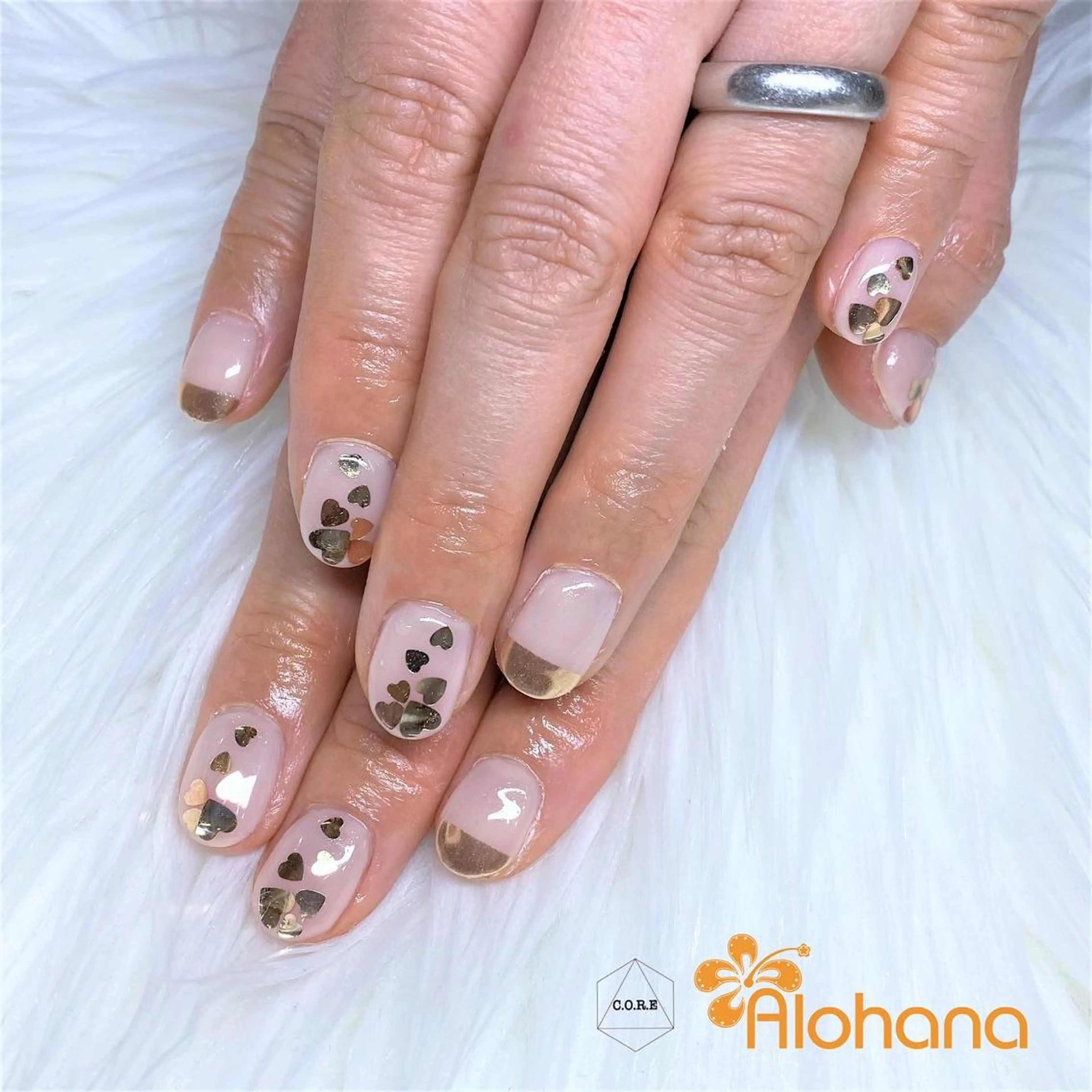 ネイル ハート ハンドネイル Alohana所属・Alohana Minaのネイルデザイン