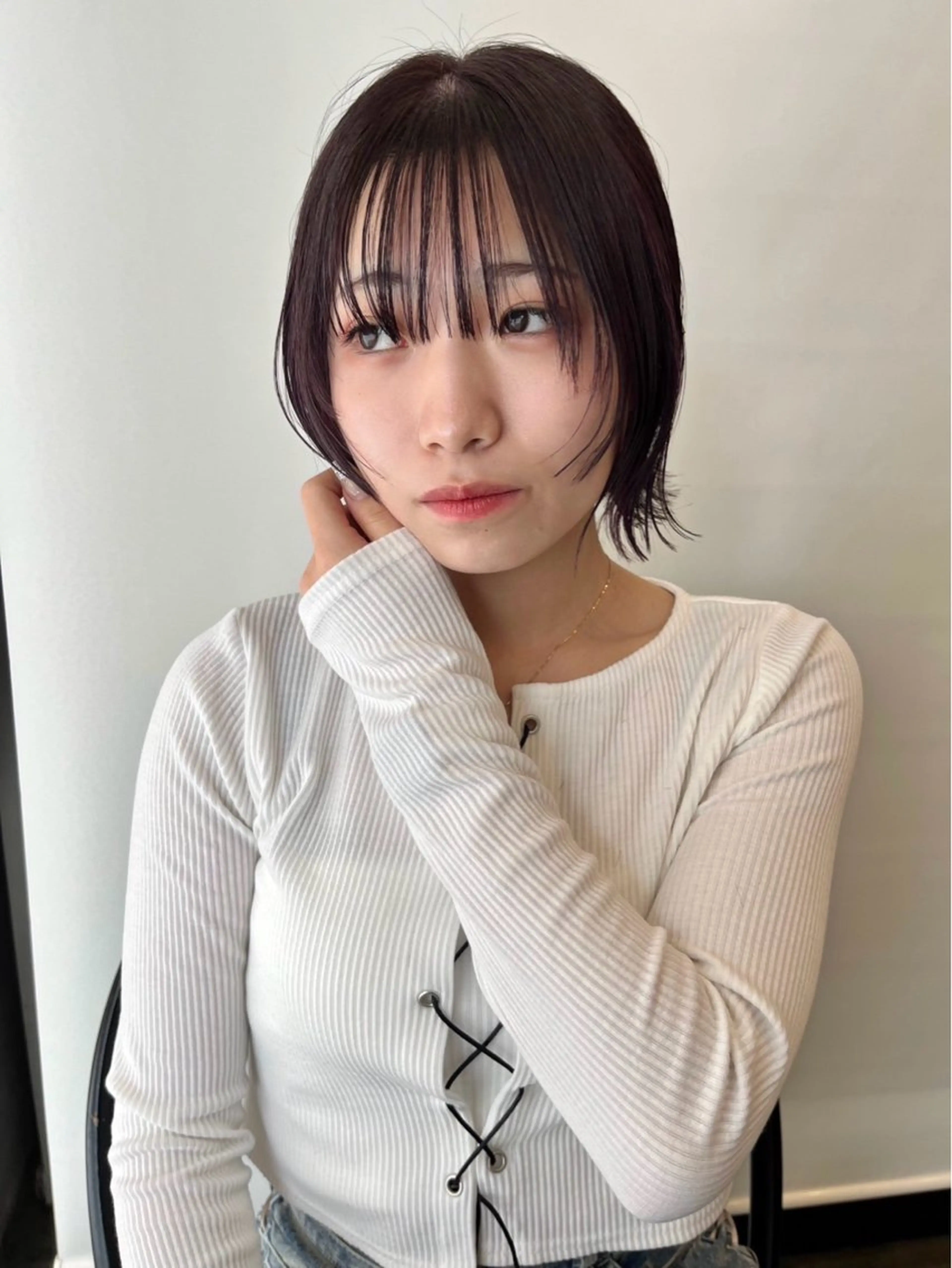 ミディアム ボブ 顔まわりレイヤー 顔周りカット レイヤーカット 小顔カット parc所属・マスダ キョウカのヘアスタイル