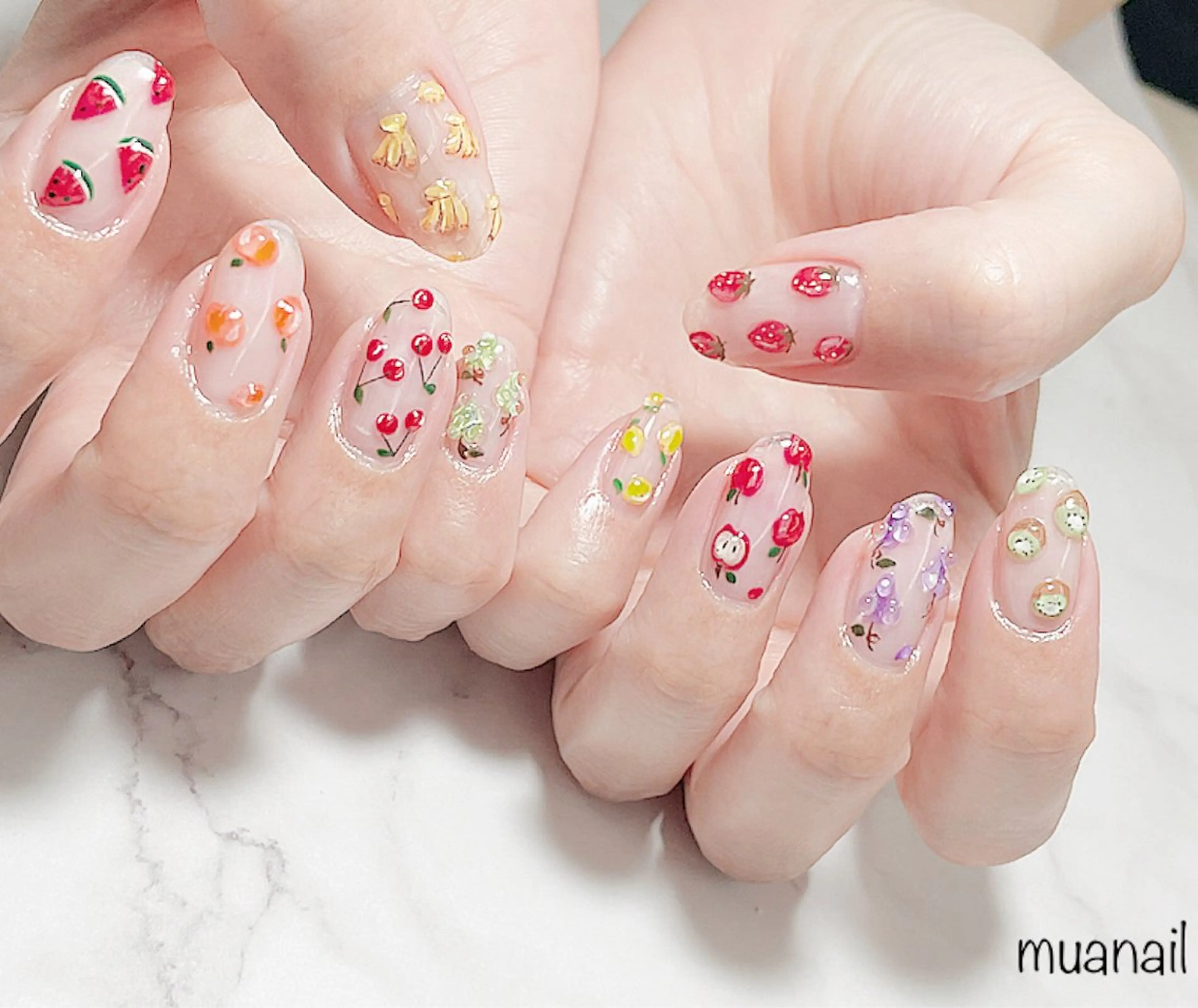 ネイル ぷっくりネイル 夏ネイル ハンドネイル mua nail mikiのネイルデザイン