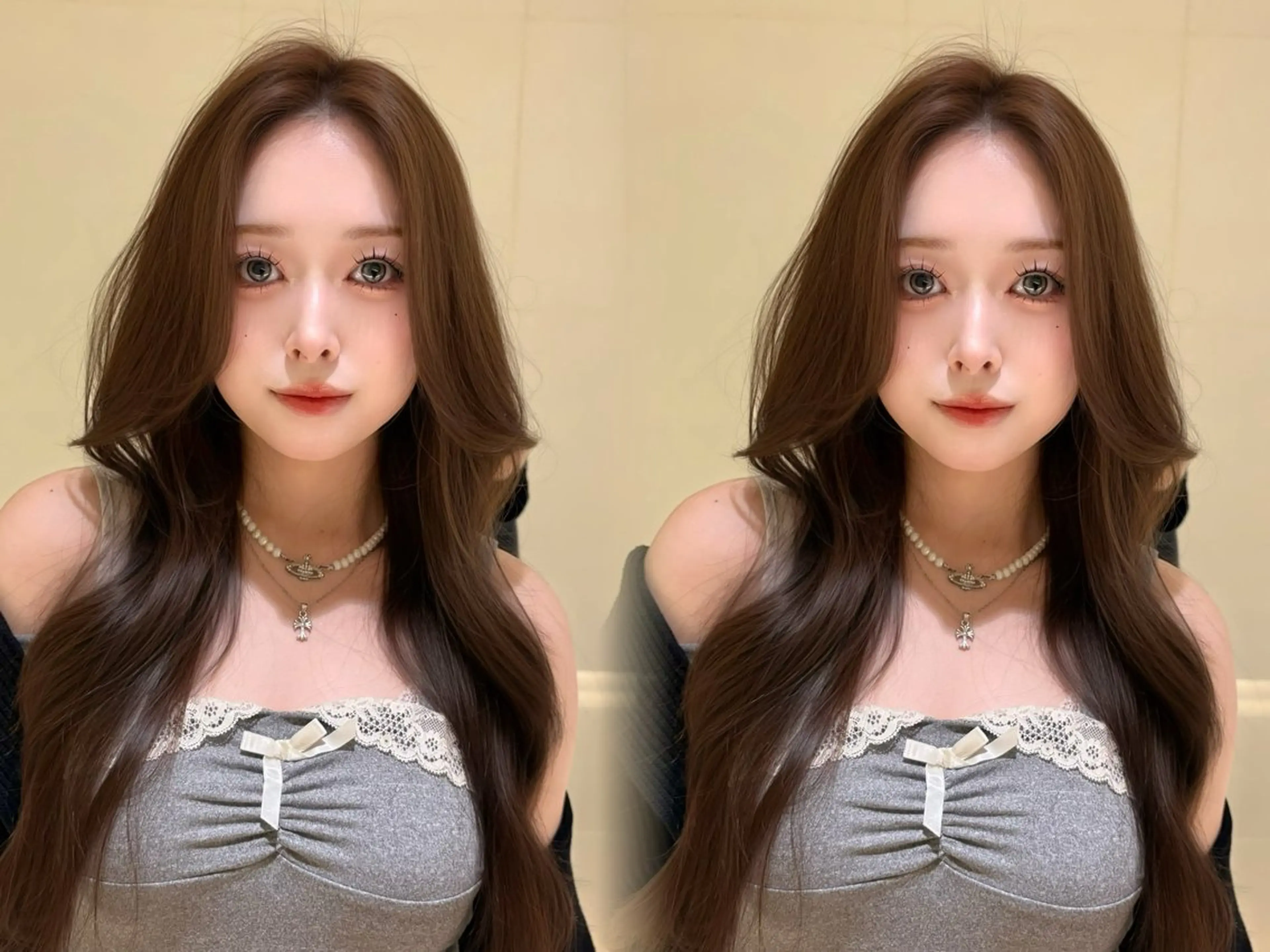 セミロング カット ヘアカラー トリートメント 韓国🇰🇷レイヤー 透明感/秀瑛🩶のヘアスタイル
