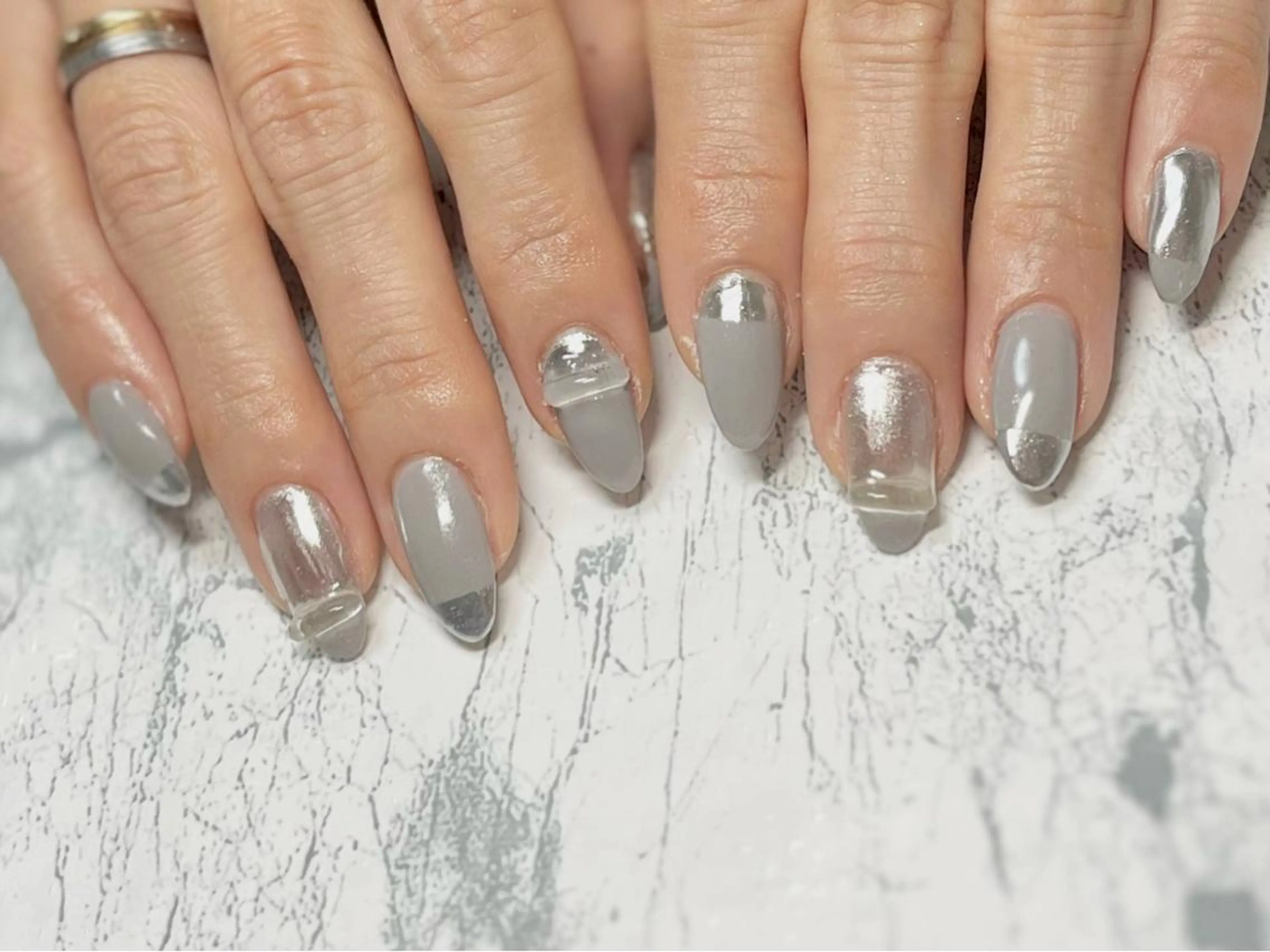 ネイル フットネイル ミラーネイル ニュアンスネイル シンプルネイル 春ネイル ネイル フフラ所属・nail fufla ♡yamane♡のネイルデザイン