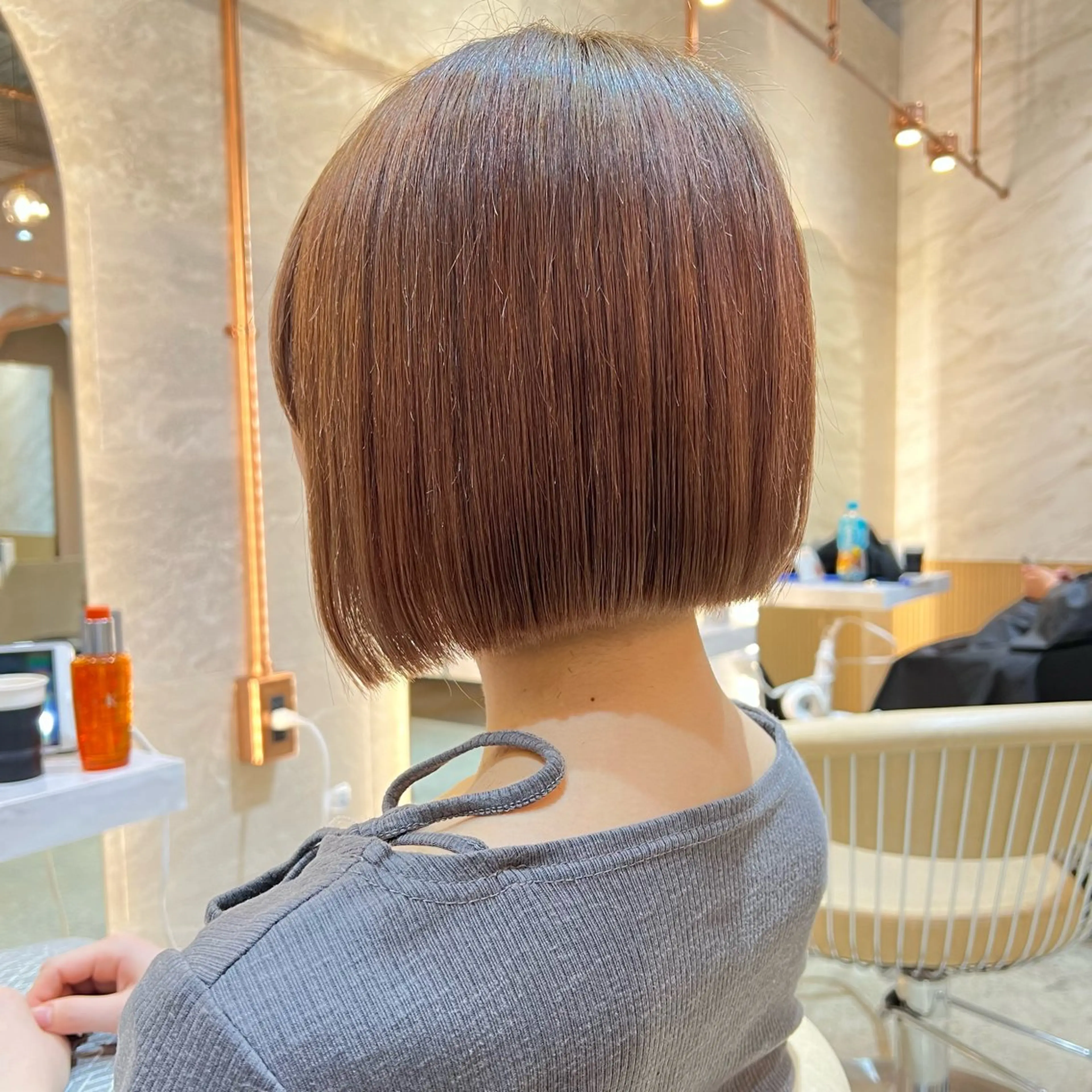 ショート カラー ボブ/巻ける縮毛矯正 /韓国レイヤーはなのヘアスタイル