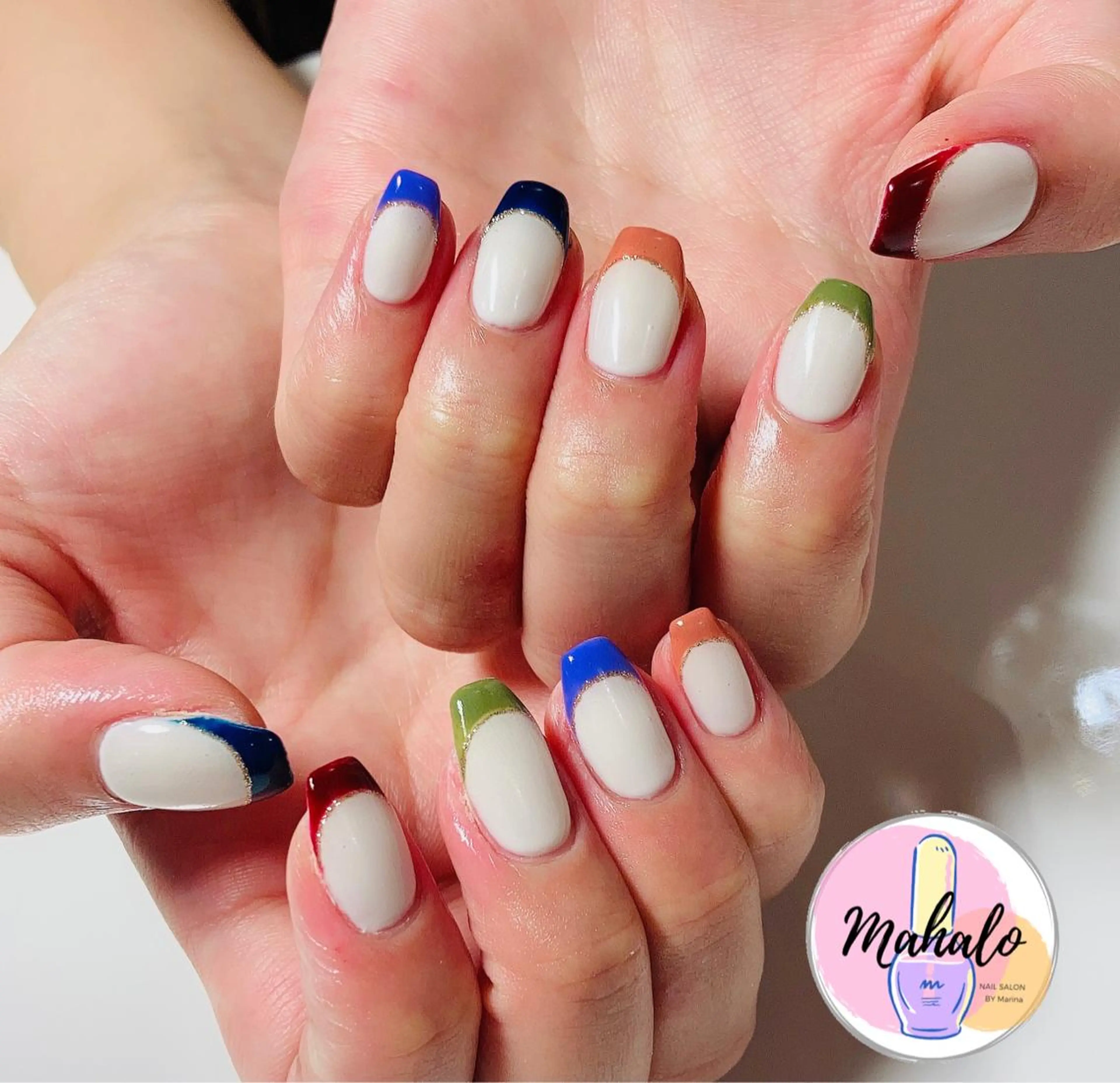 ネイル フレンチネイル ジェルネイル ネイビー ワンカラーネイル パープル Nail Salon Mahaloのネイルデザイン