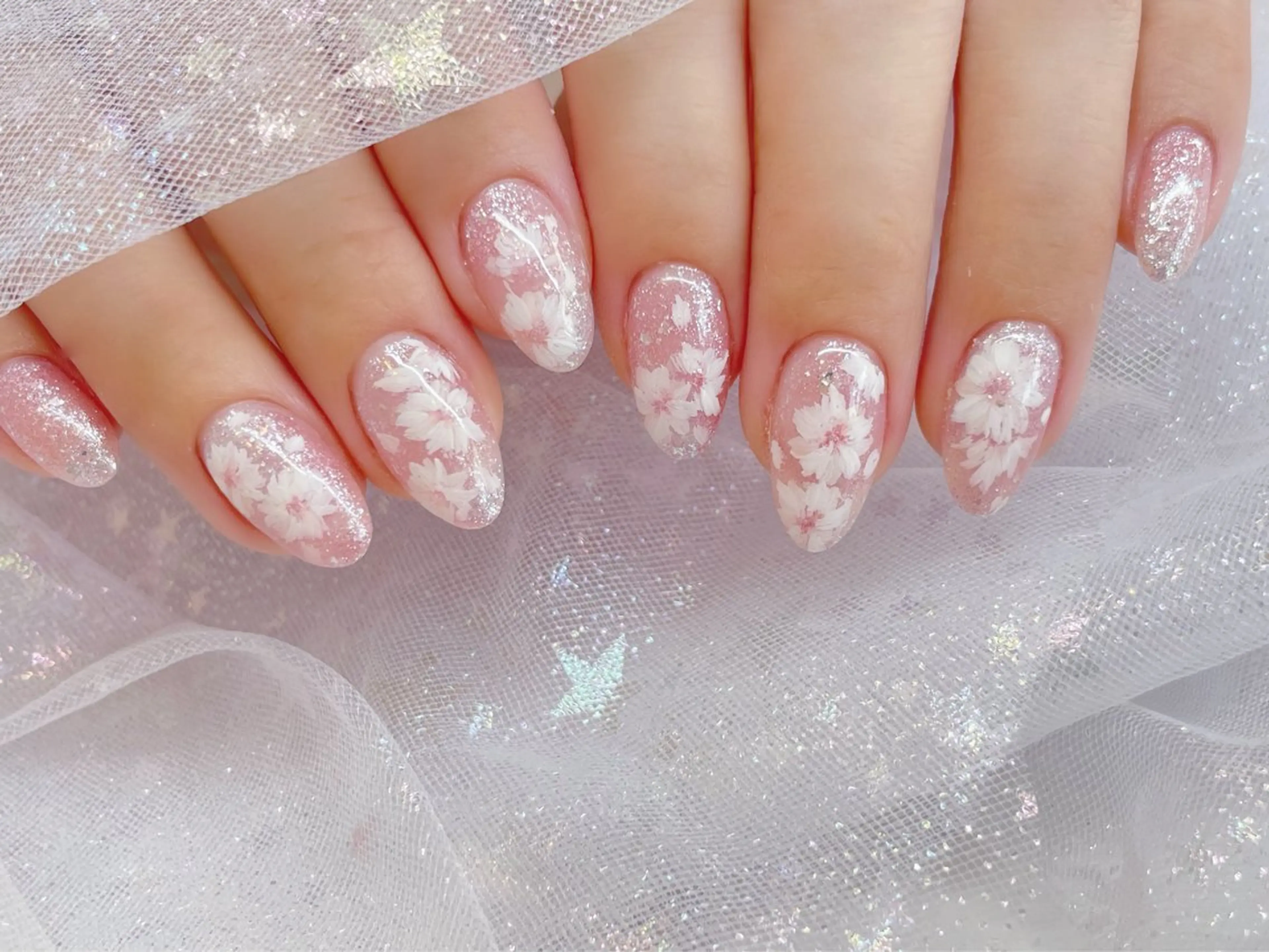 ネイル アートネイル 韓国ネイル 水色 ロングネイル マグネットネイル ハンドネイル ハンドケア NailDemure 【銀座店】のネイルデザイン