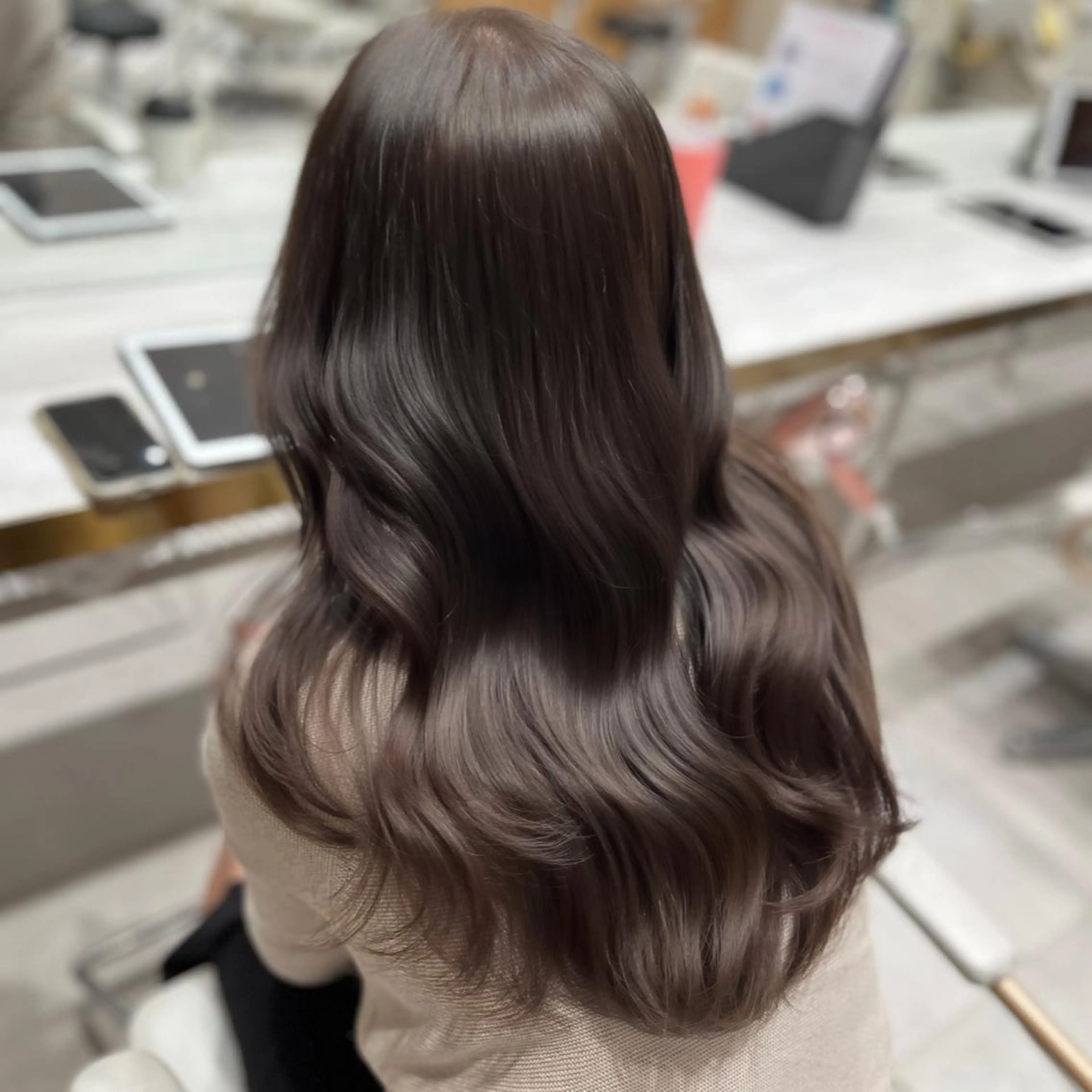 ロング カラー カット ヘアカラー トリートメント 赤羽今日子/レイヤー /盛れる顔まわりのヘアスタイル