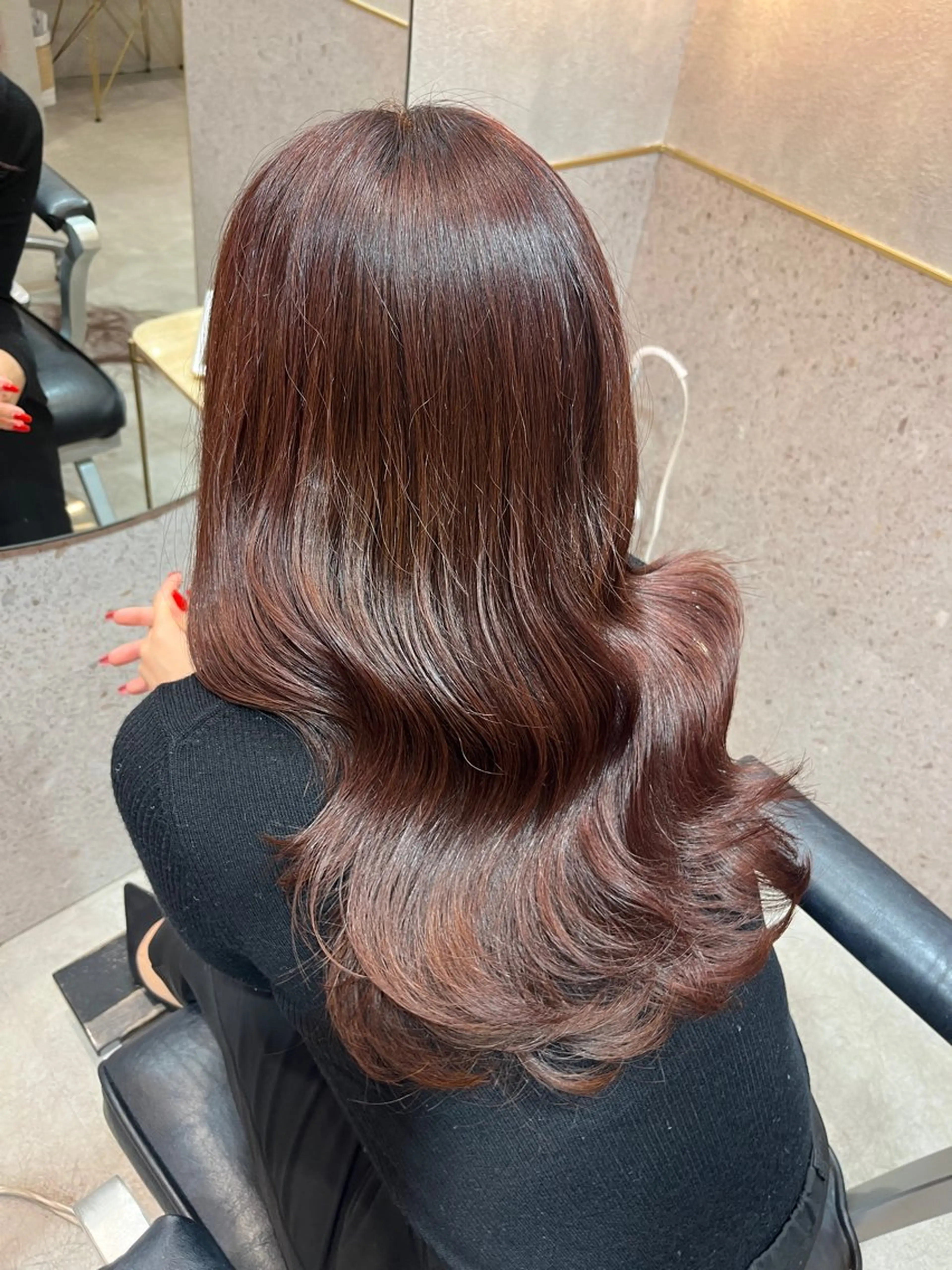 セミロング カット ヘアカラー トリートメント 暖色カラー/新宿/韓 国風レイヤー鮫島志穂のヘアスタイル