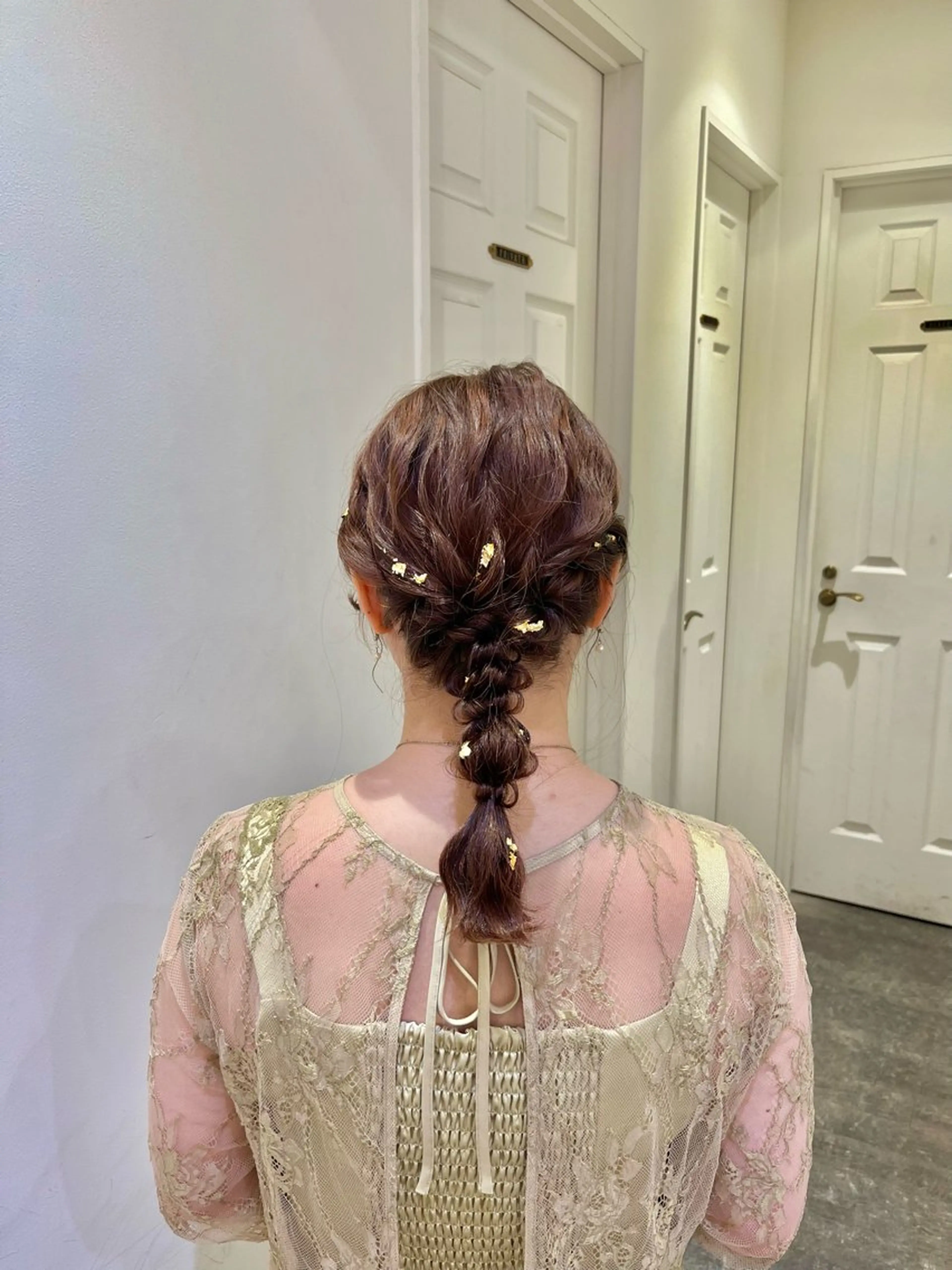 ヘアアレンジ 結婚式・ブライダル ヘアセット 🎀透明感ヘア🎀 ピンクカラー/amiのヘアスタイル