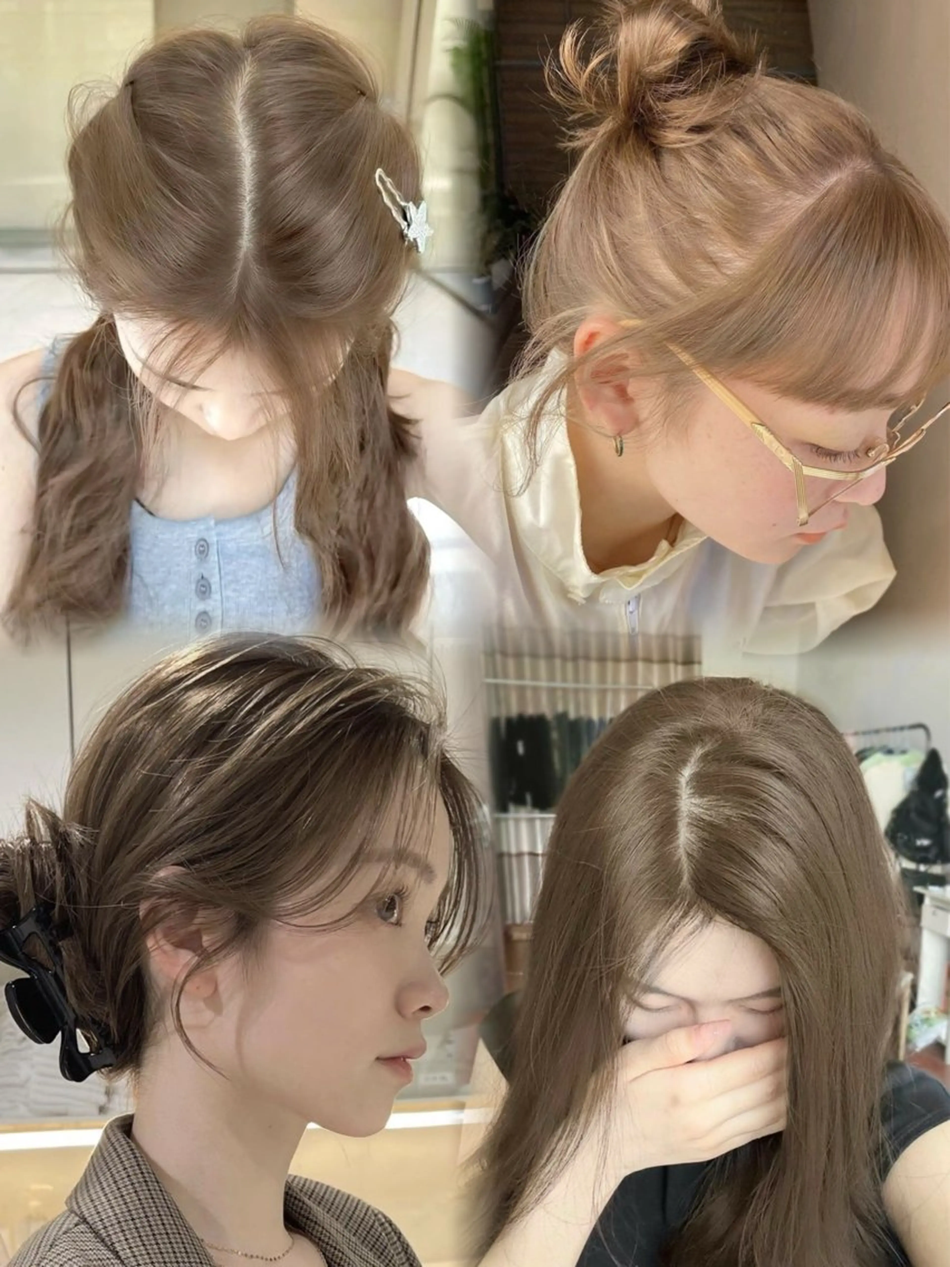 ロング カラー カット ヘアカラー トリートメント レイヤー 顔周り グレージュ/添田晃基のヘアスタイル