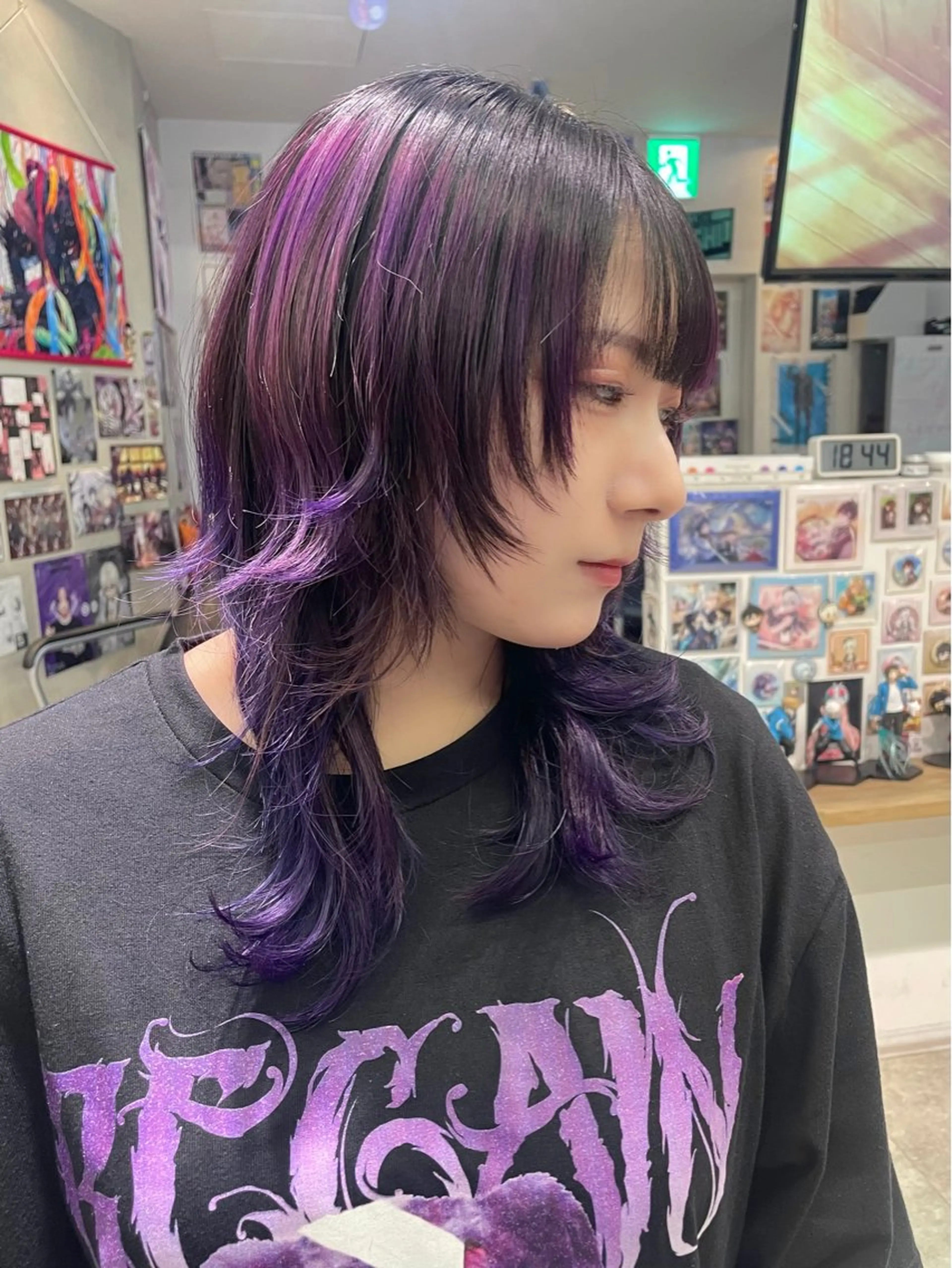 セミロング パープルカラー ウルフカット ヘアカラー トリートメント 🍭ハイトーン/ レイヤーカット🦄のヘアスタイル