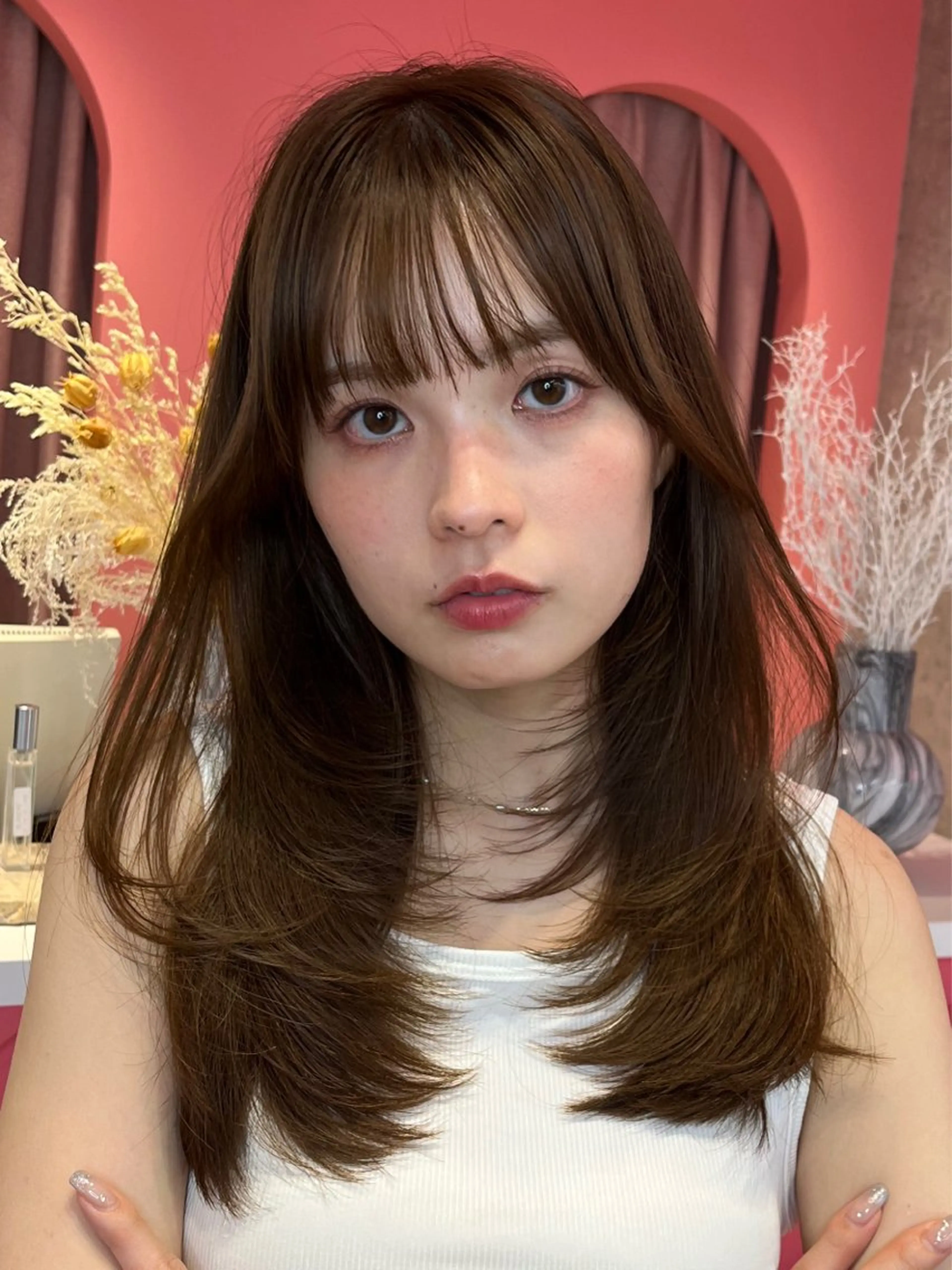 ロング カラー 山崎/ボブ縮毛矯正 レイヤー髪質改善のヘアスタイル