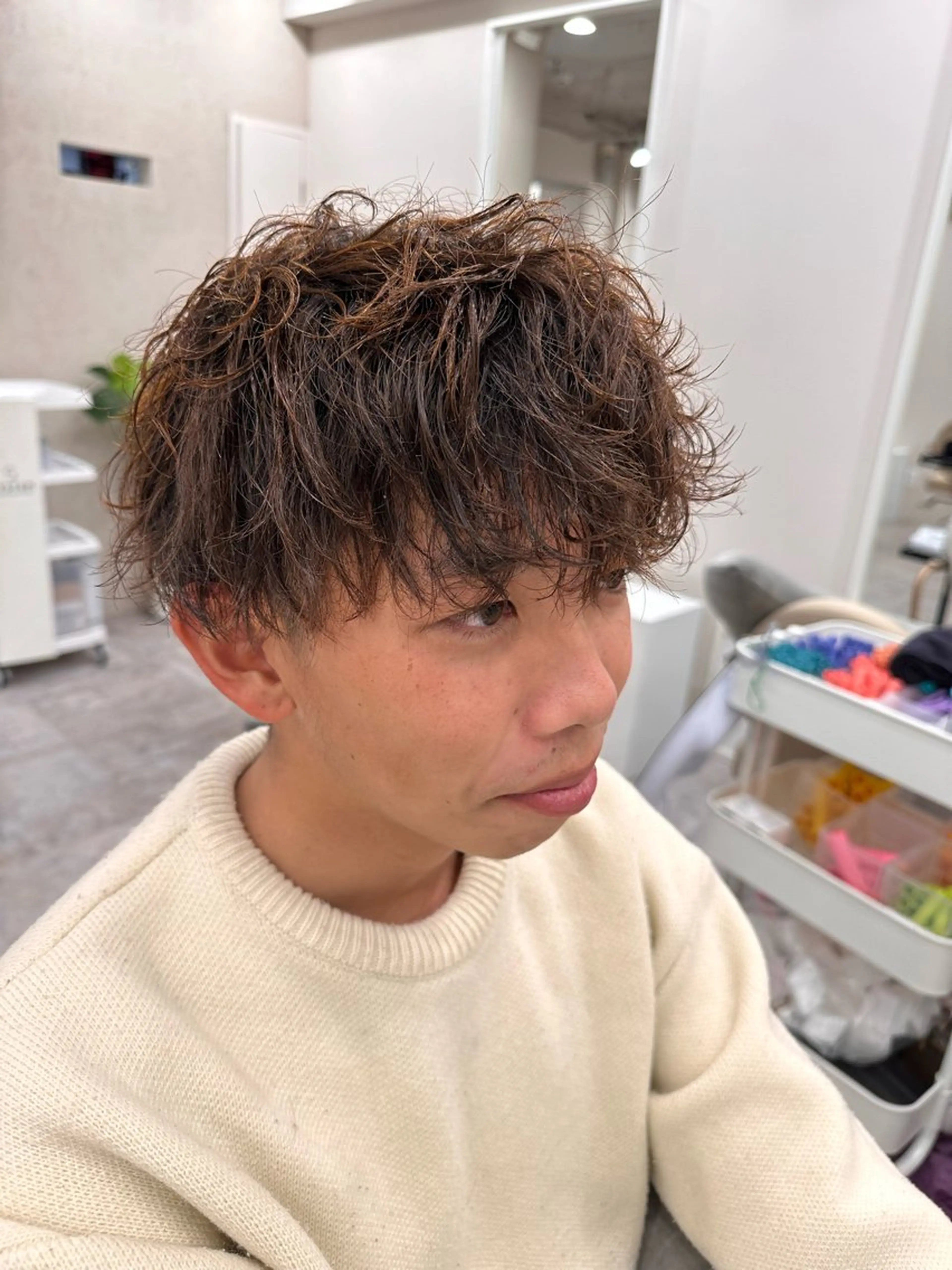 ショート パーマ カット パーマ ハイトーンカラー/ ボブ/レイヤー/のヘアスタイル