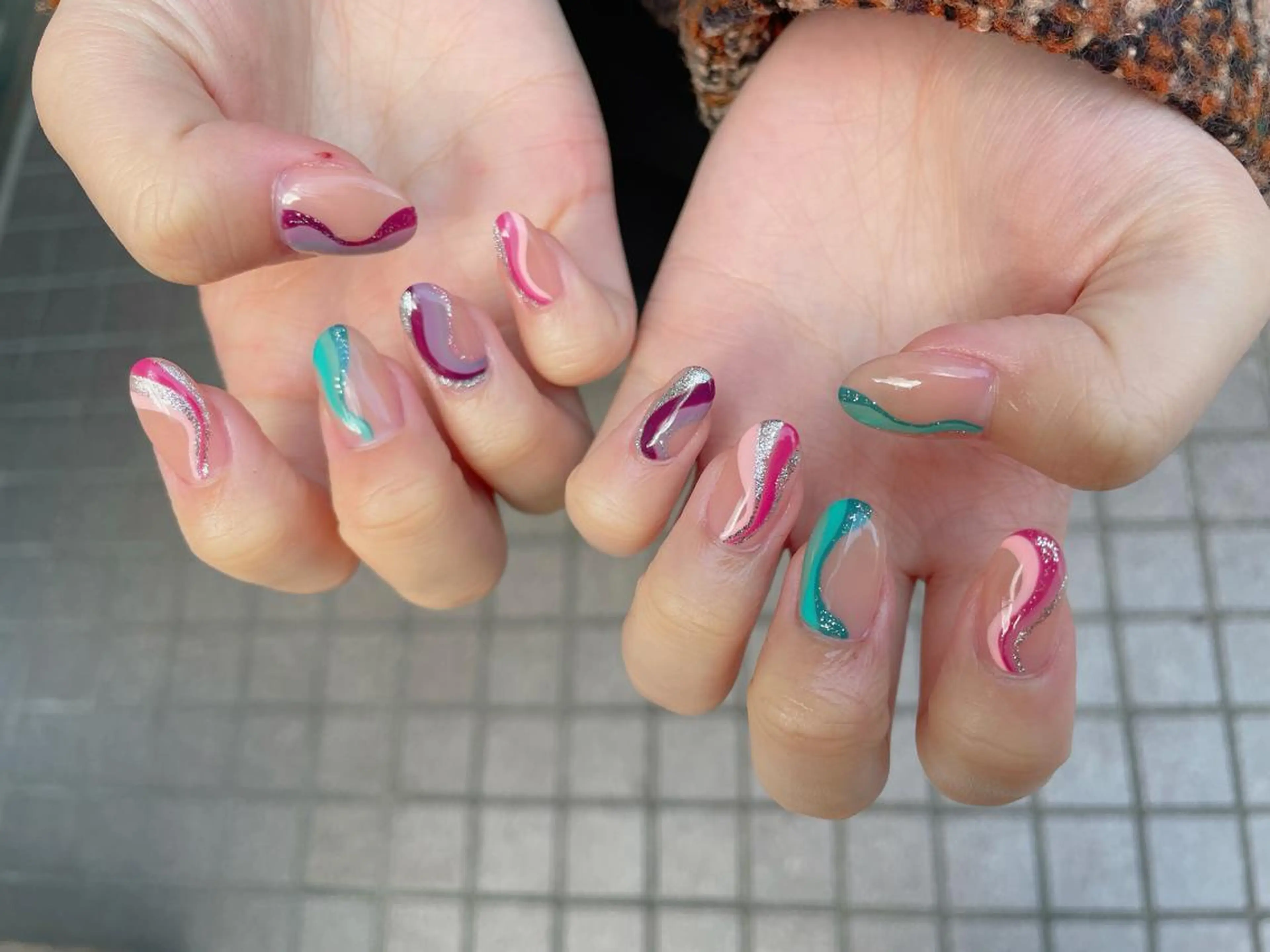 ネイル オーロラネイル 桜ネイル フラワーネイル フットネイル マグネットネイル nailroom  OHANA所属・nailroom OHANA🌴のネイルデザイン