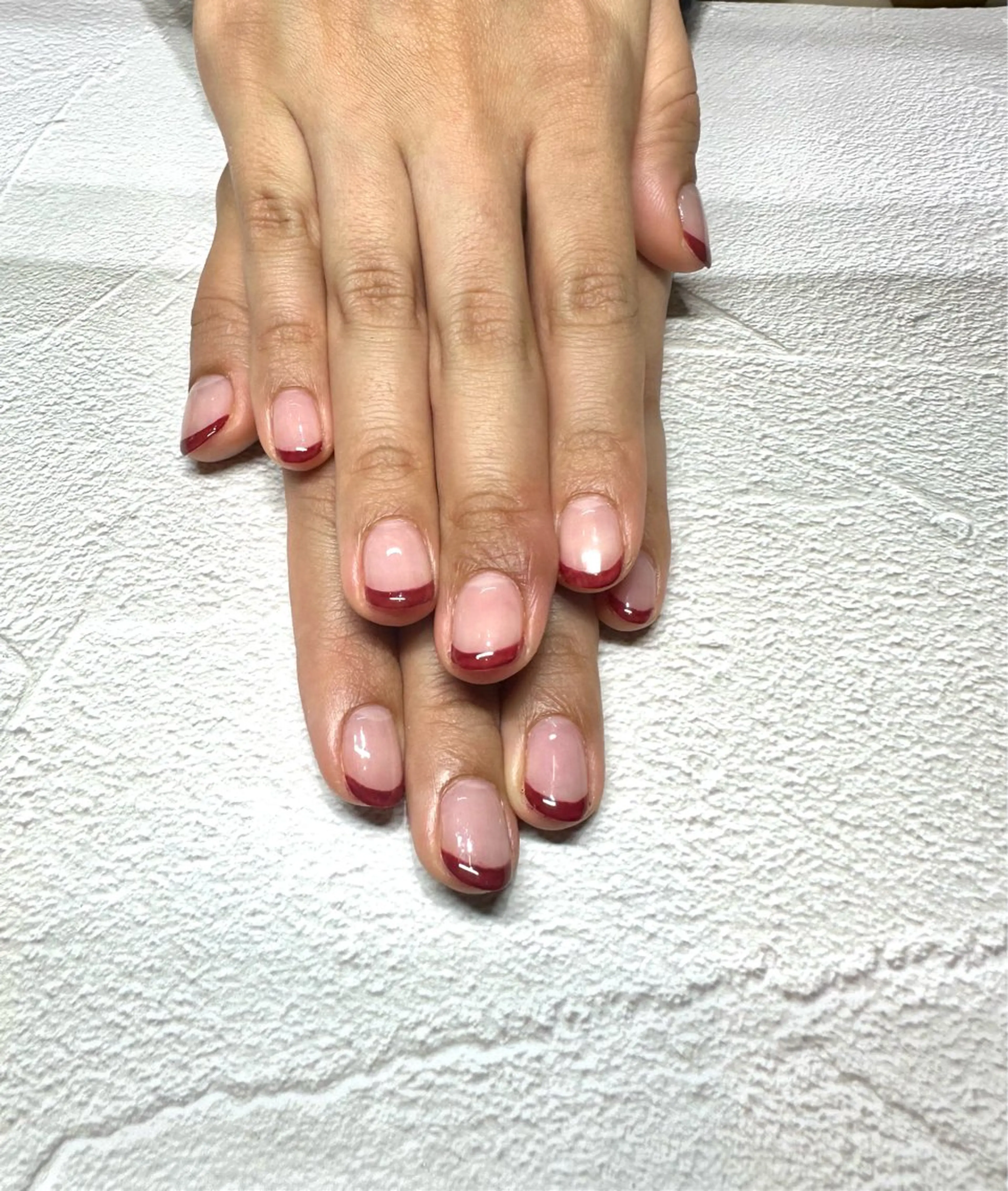 ネイル ボルドー フレンチネイル ハンドネイル Tanemoto所属・Ueda Rieのネイルデザイン