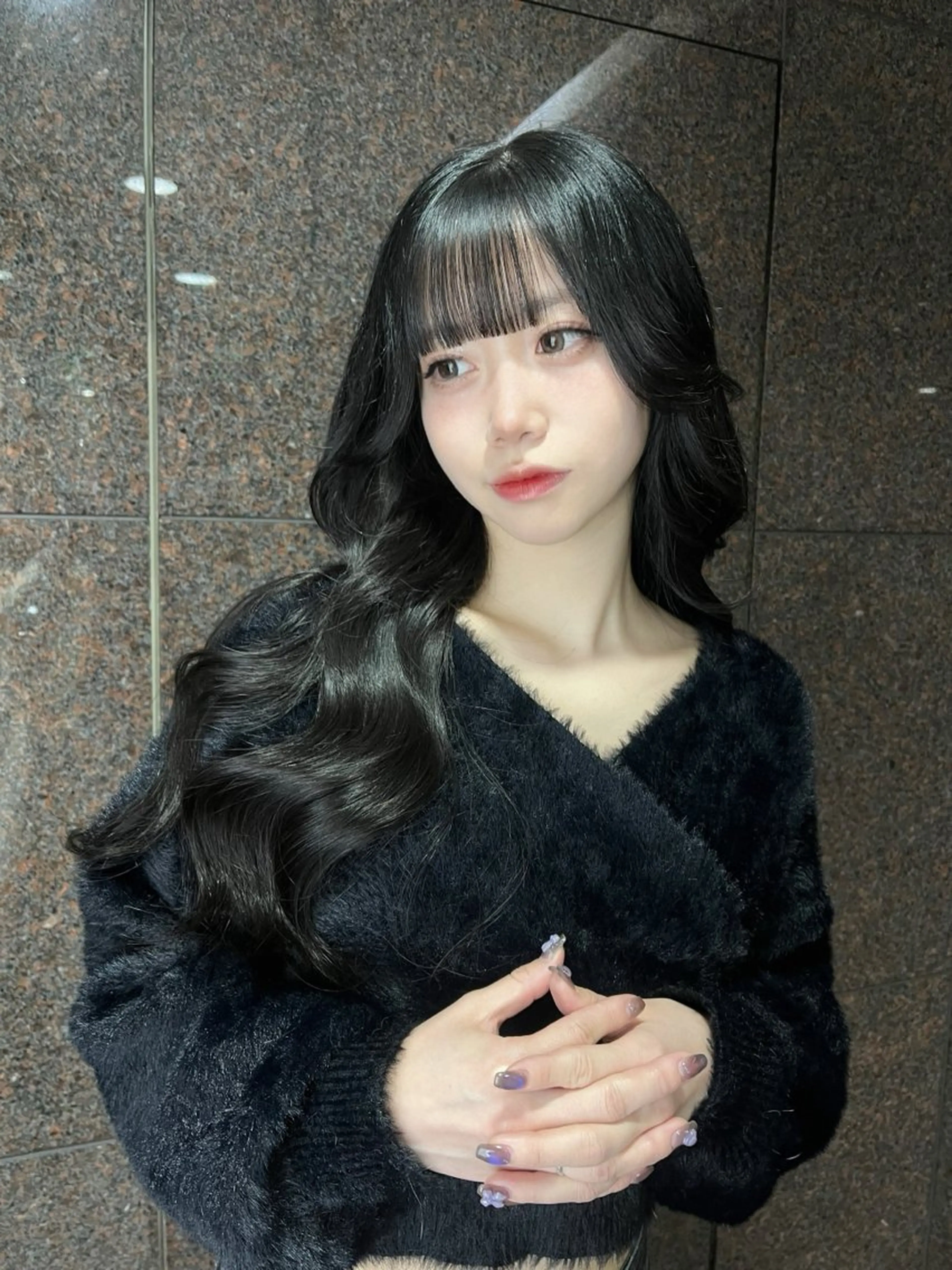 ロング 韓国メンズ特化 ダウン・毛流れパーマのヘアスタイル