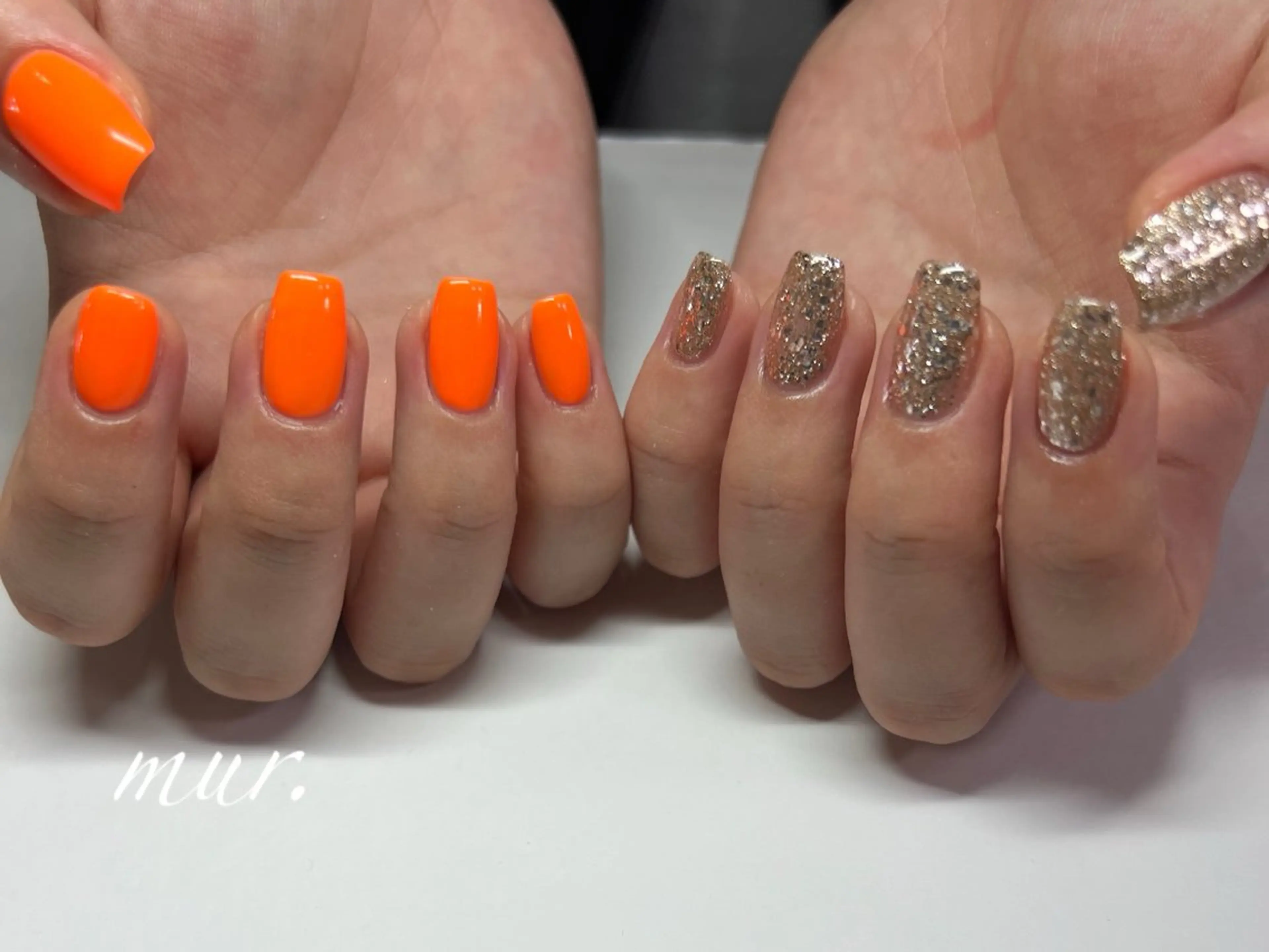 ネイル ジェルネイル ラメ(グリッター) ワンカラーネイル シンプルネイル スクエアネイル nailsalon mur.のネイルデザイン