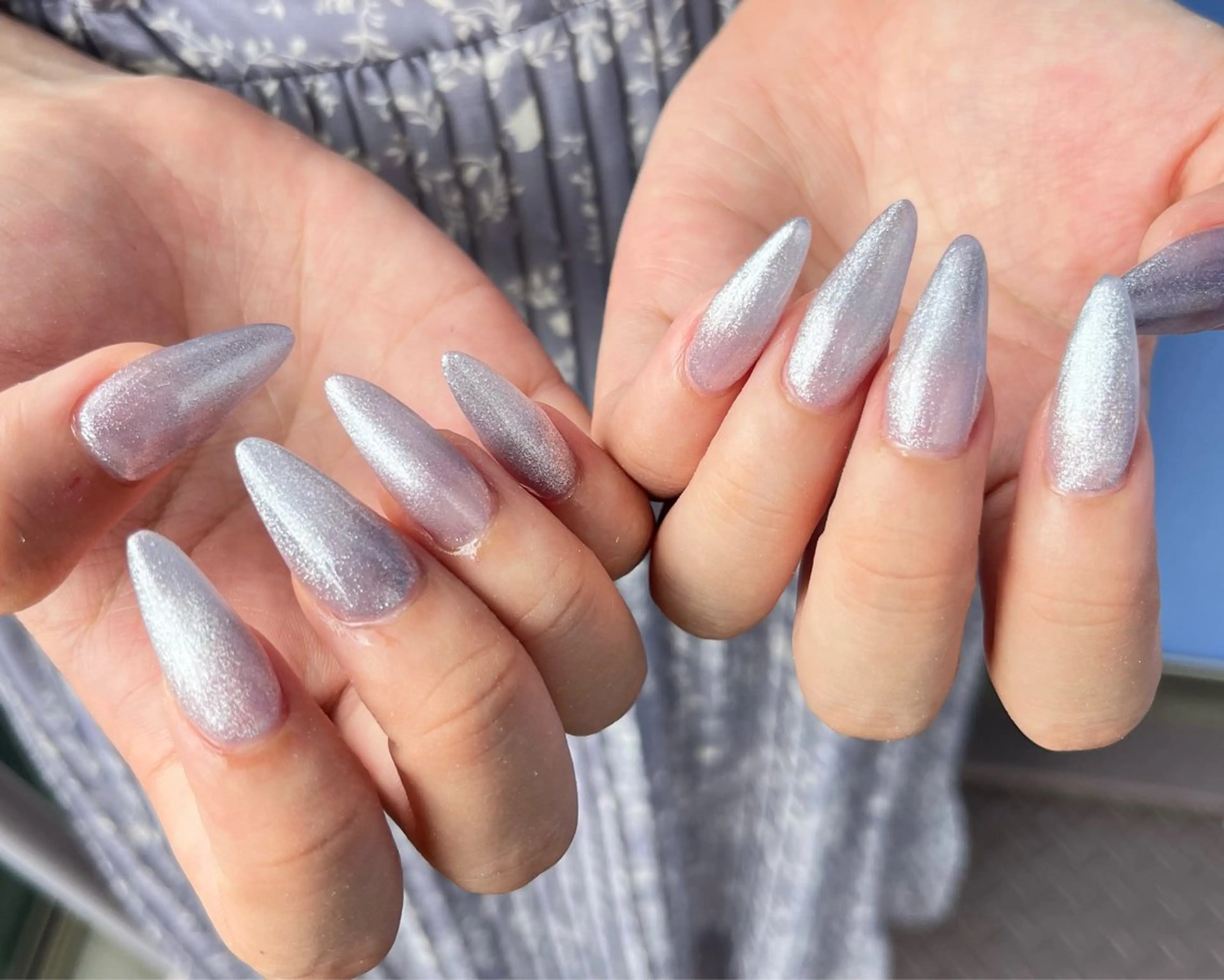 ネイル ブルー 長さ出し ハート キラキラネイル 韓国ネイル Salute本店 🦋仲原里佳のネイルデザイン