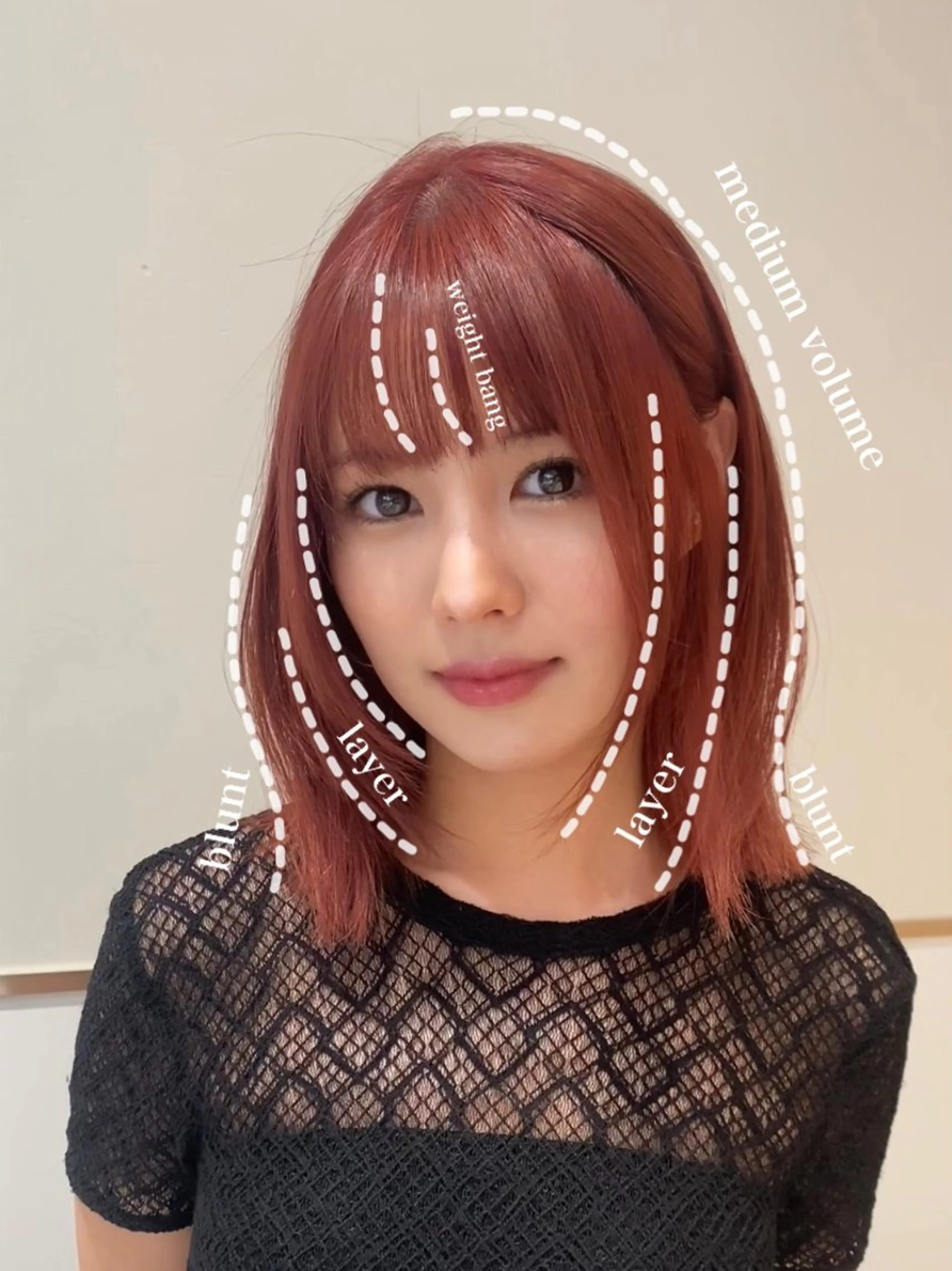 ミディアム カラー パーマ ヘアアレンジ カット ヘアカラー トリートメント ヘアセット 小野寺瑞希 /最小顔カットのヘアスタイル