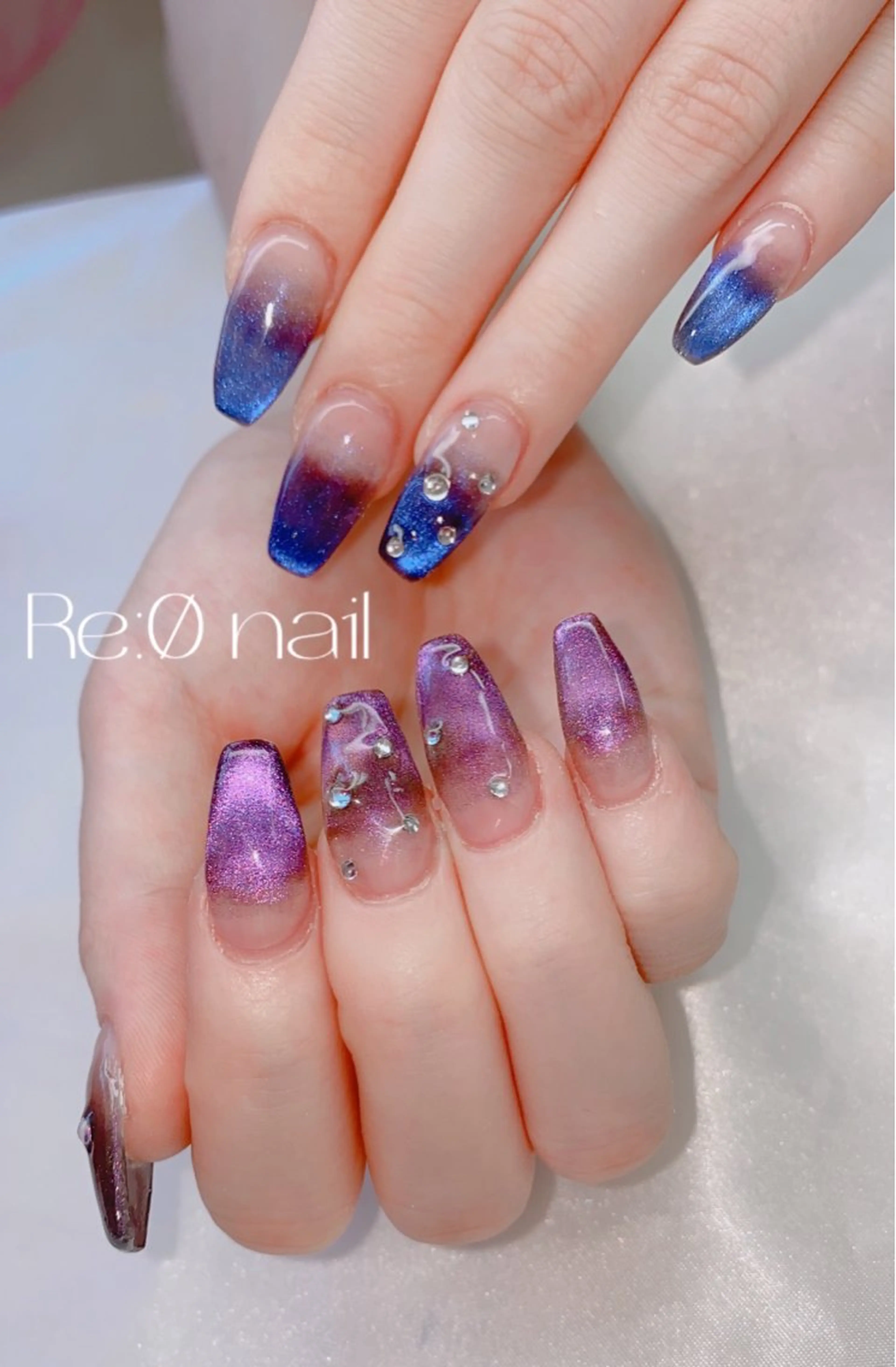 ネイル マグネットネイル ハンドネイル Re:Ø nail 🩵TSUJIのネイルデザイン