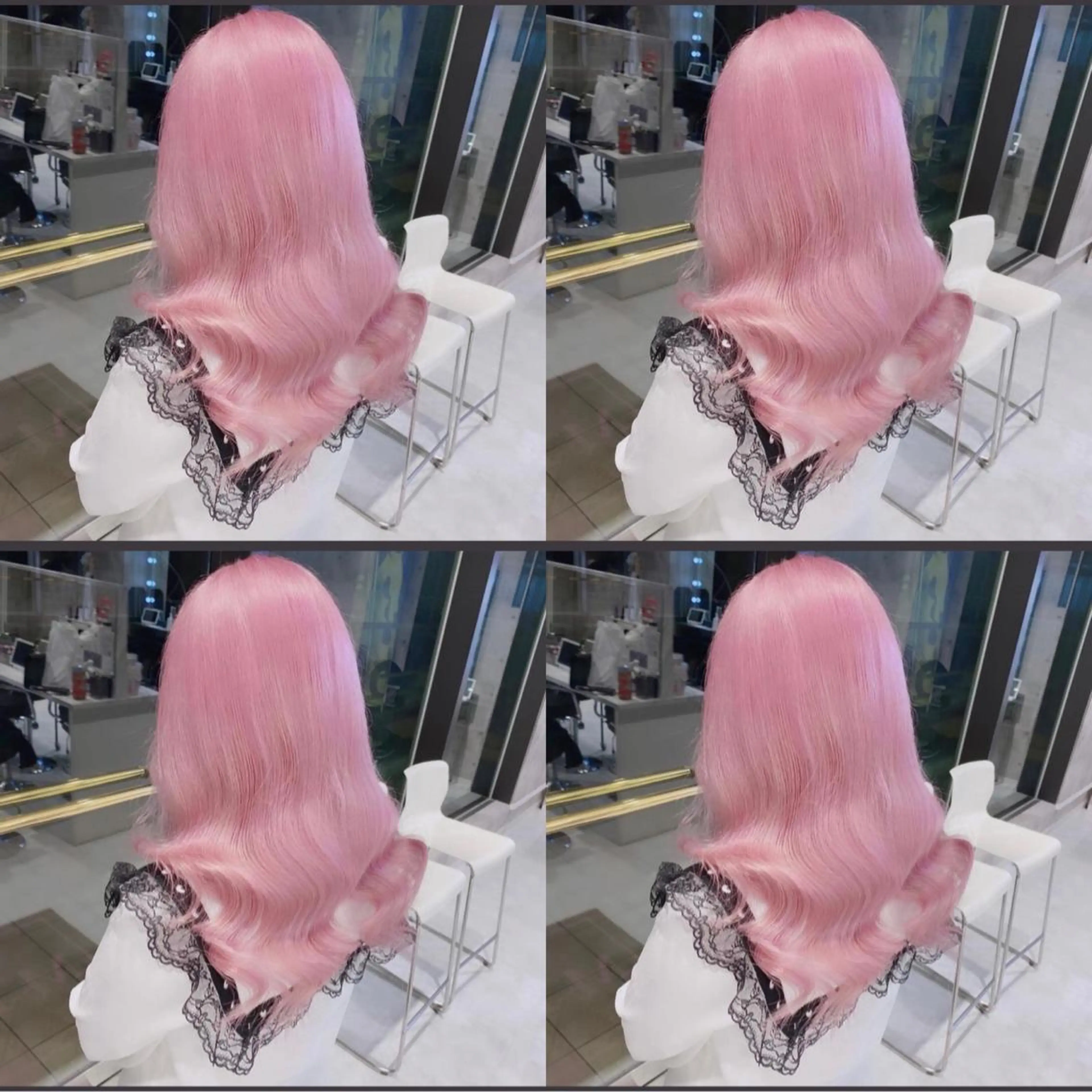 ロング アッシュ アッシュグレー アッシュグレージュ ミストバング ピンクブラウン ハイトーン×エクステ 💞くるみのヘアスタイル