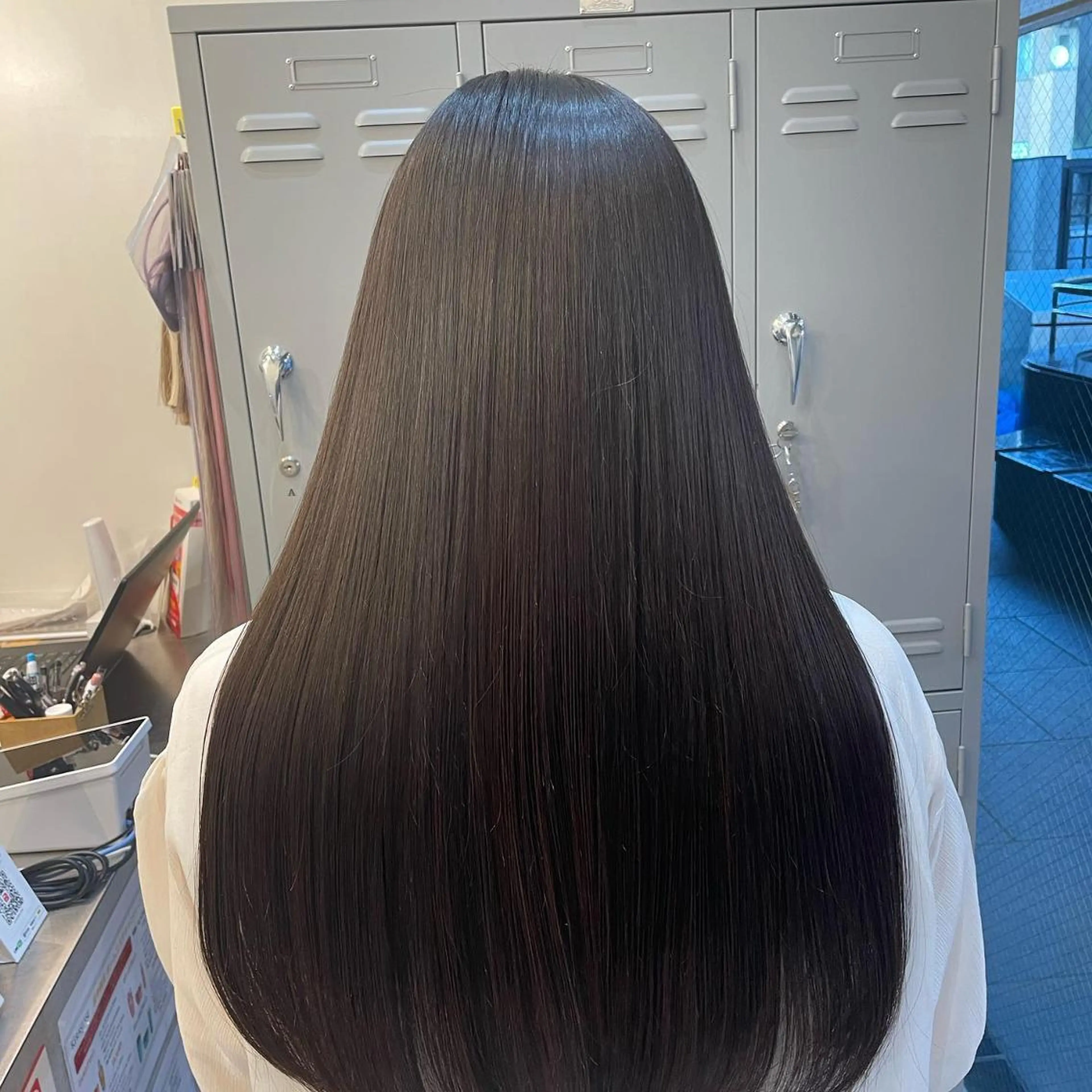 セミロング カラー 髪質改善× ハイライト溝江のヘアスタイル