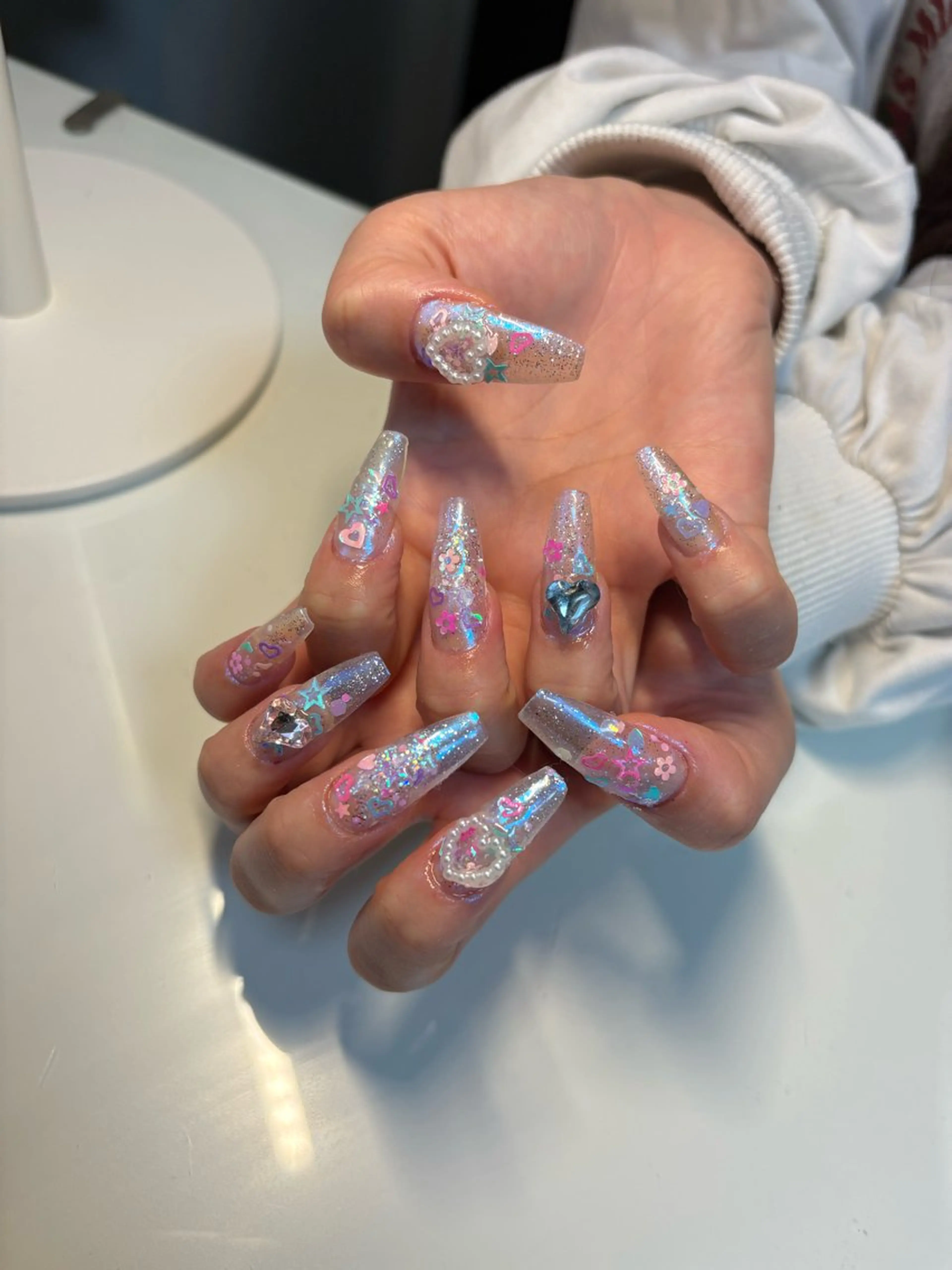 ネイル クリアネイル ラメ(グリッター) ハンドネイル 33nail✴️栄 スミレ❇️Gel-xのネイルデザイン