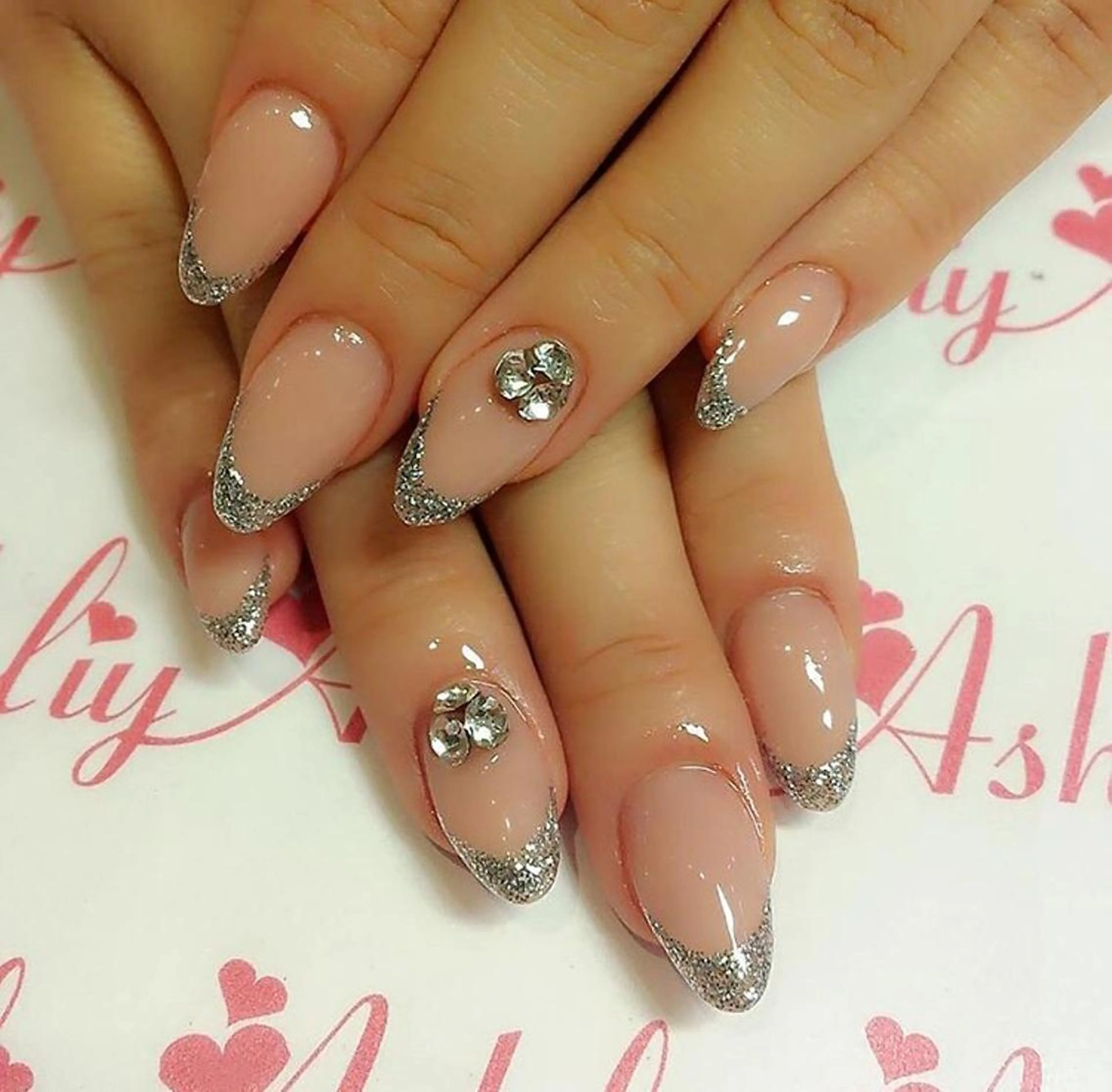 ネイル フレンチネイル ラメ(グリッター) ☆Ashliy☆ Mのネイルデザイン