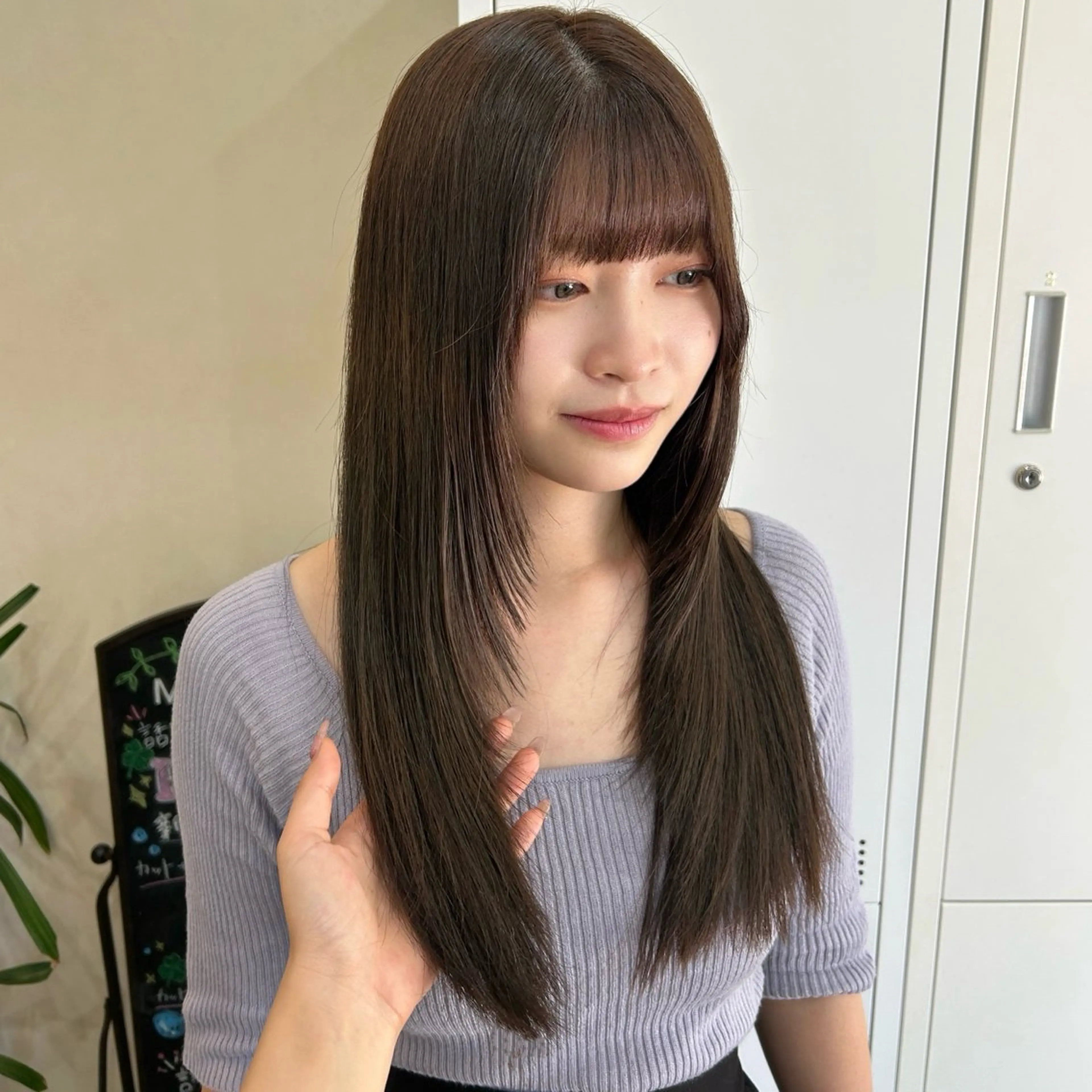 ロング カット ヘアカラー トリートメント MIDORI🌙 透明感/ベージュのヘアスタイル