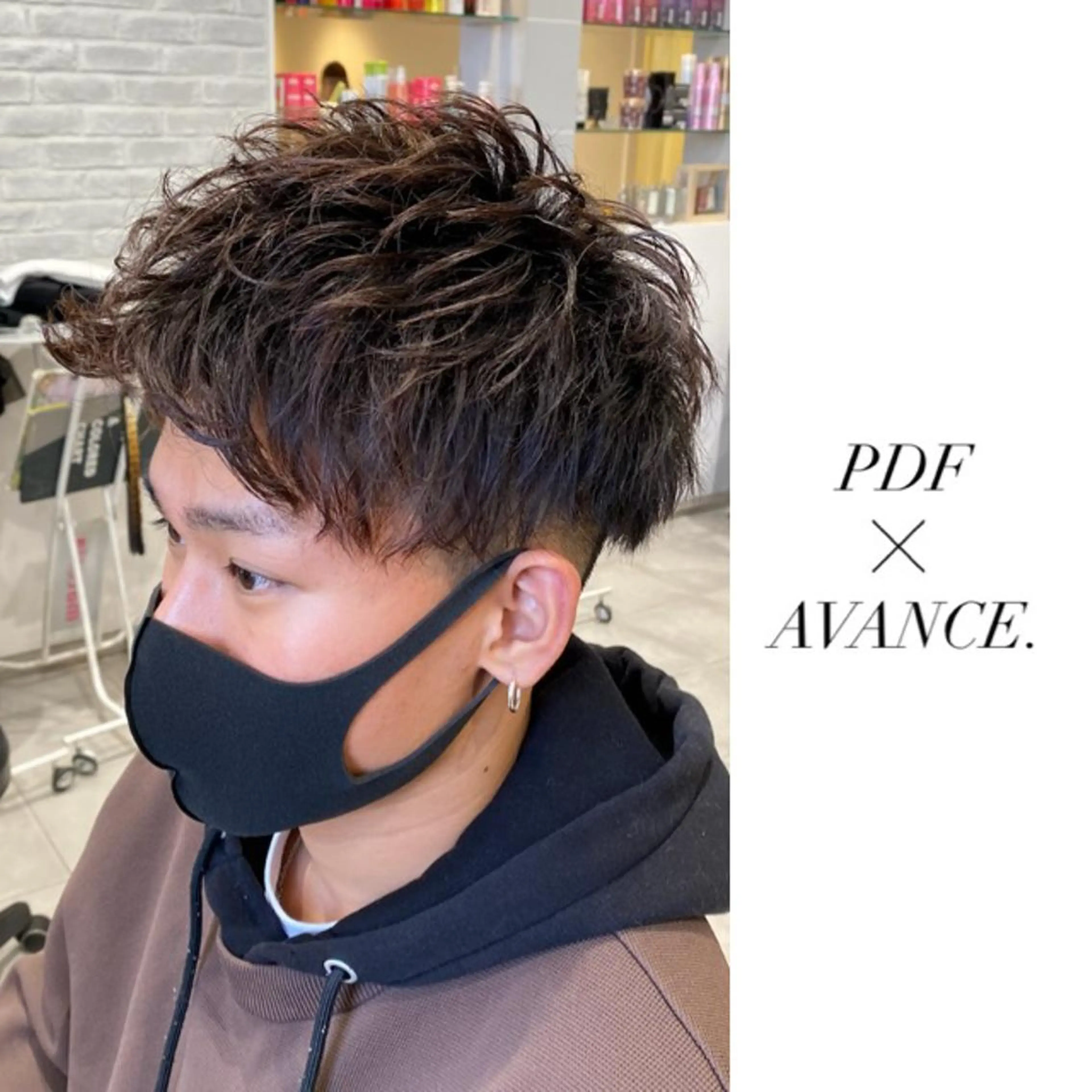 ショート カラー パーマ メンズ アップバング メンズパーマ ツーブロック 刈り上げ カット ヘアカラー パーマ トリートメント ヘッドスパ AVANCE.難波 店長 松元のヘアスタイル