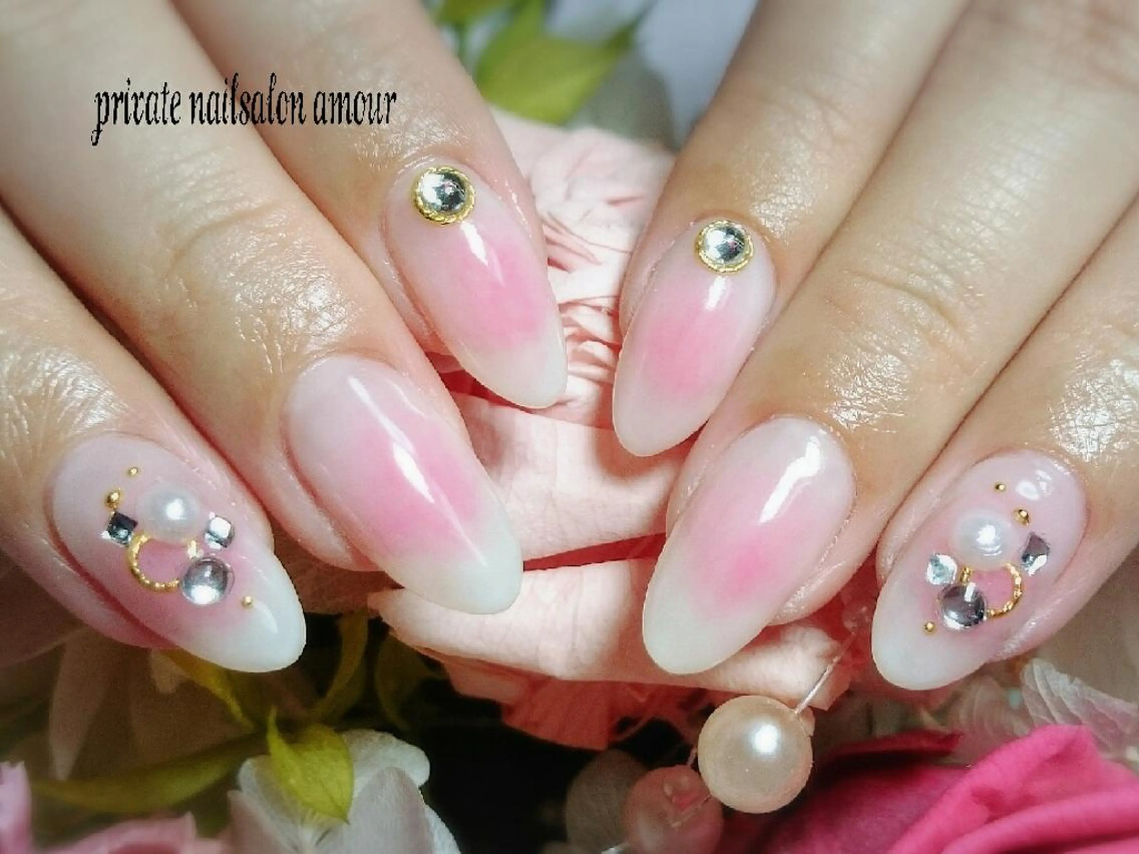 ネイル チークネイル ピンク nailsalon ♡amour♡のネイルデザイン