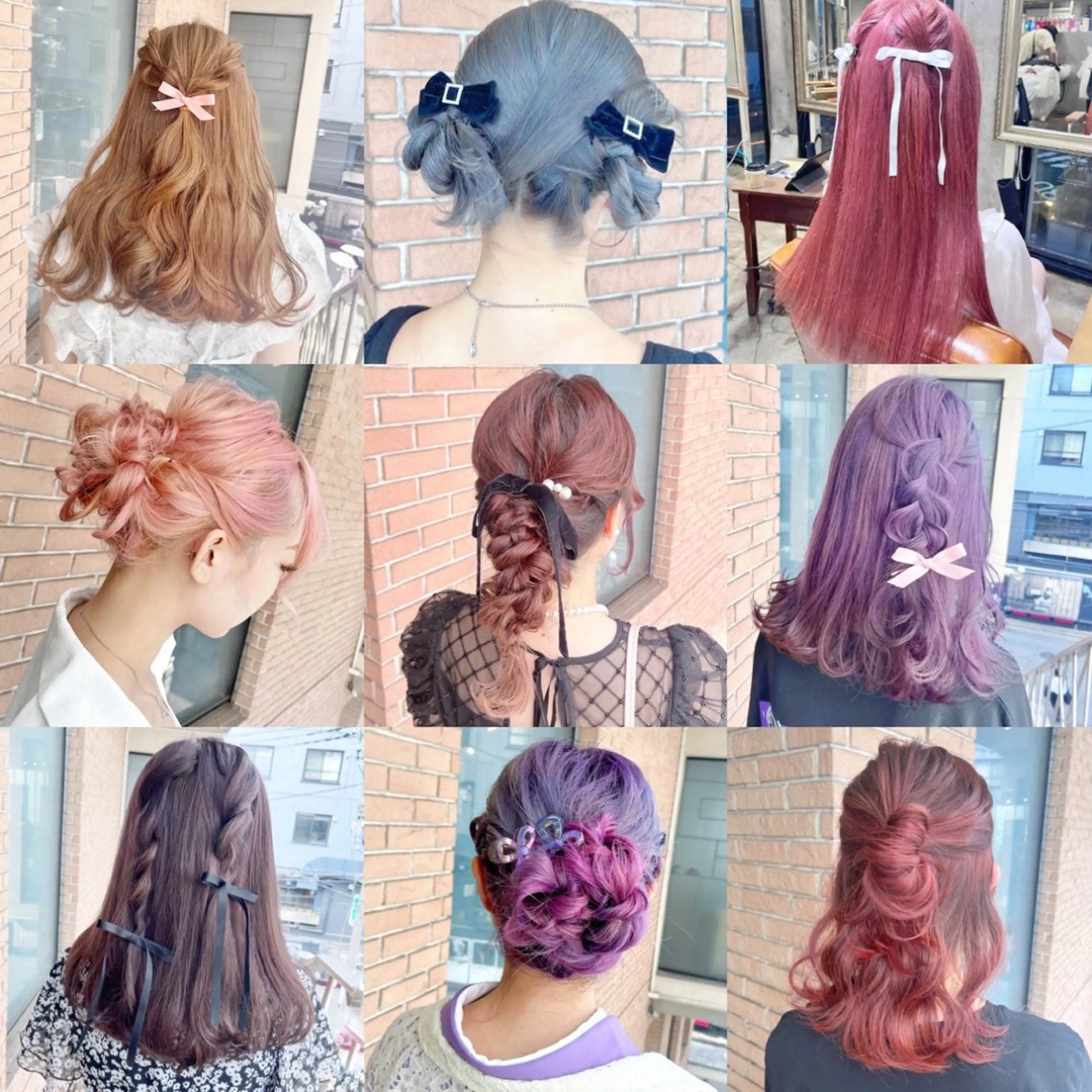 セミロング カラー ヘアアレンジ ヘアセット ピンクカラー🩷 ヘアセットＮＯ.1のヘアスタイル